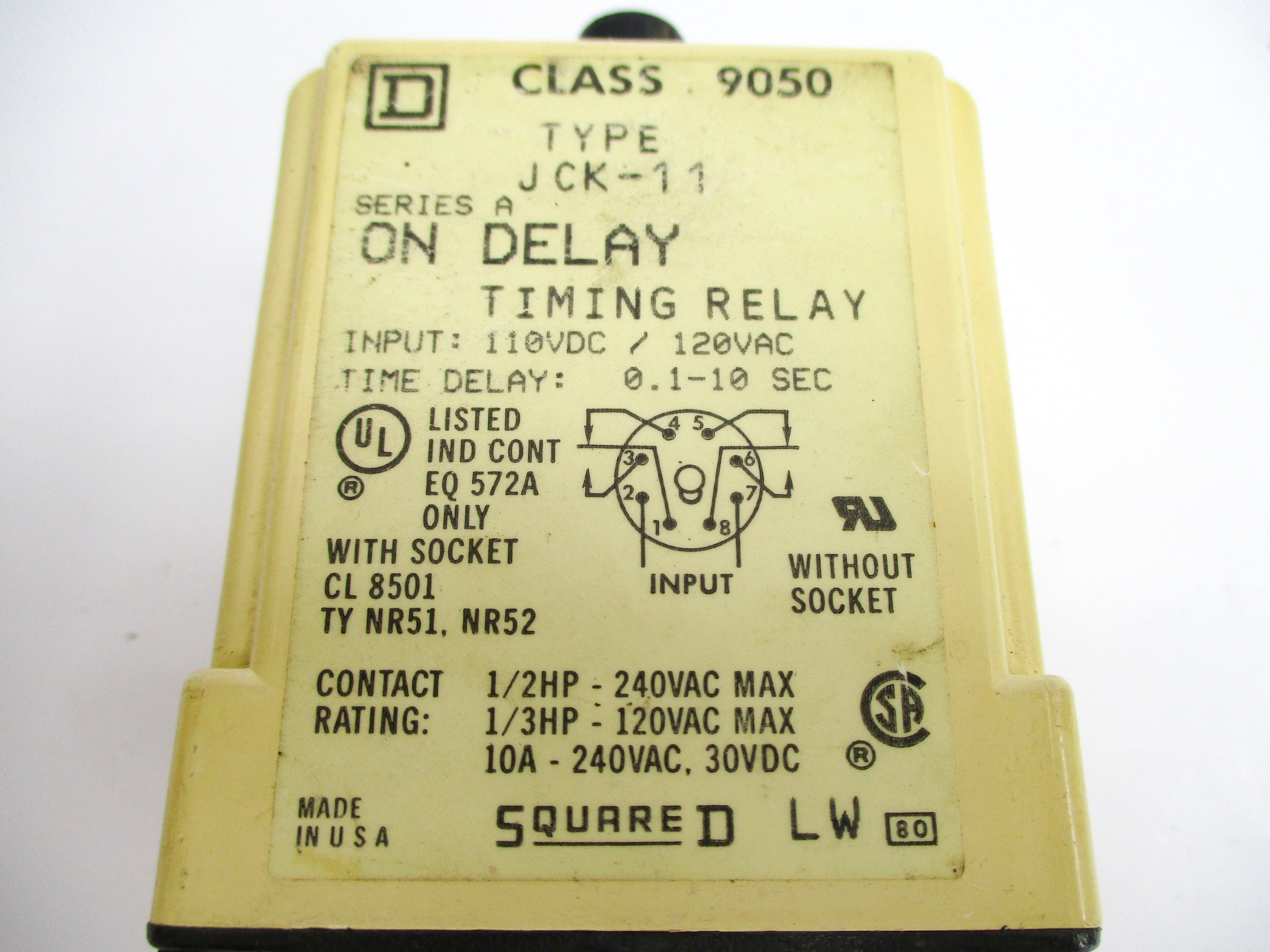 SQUARE D 9050JCK11 SER. A 110/120VAC 10A UNMP