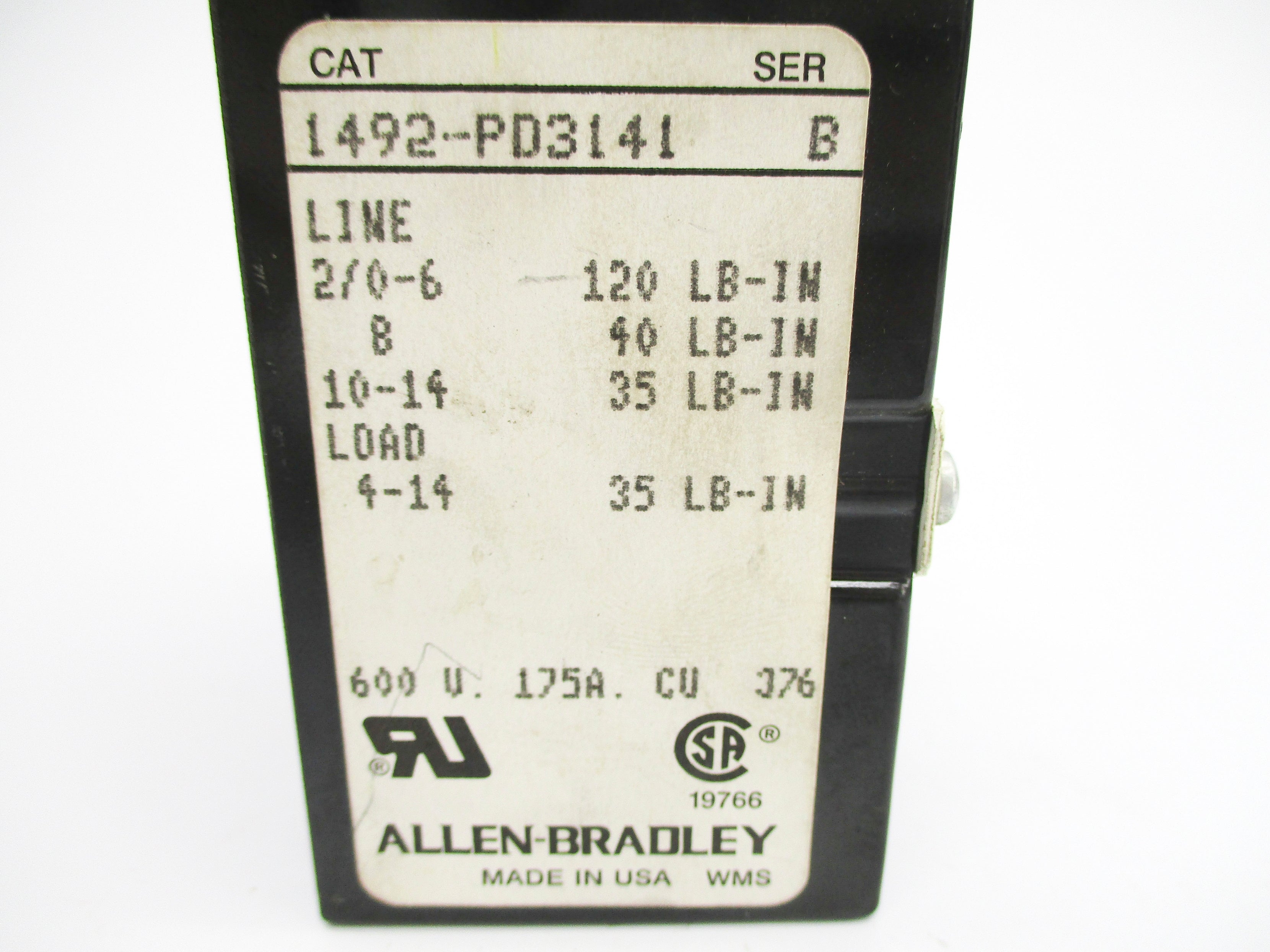 ALLEN BRADLEY 1492-PD3141 SER. B UNMP