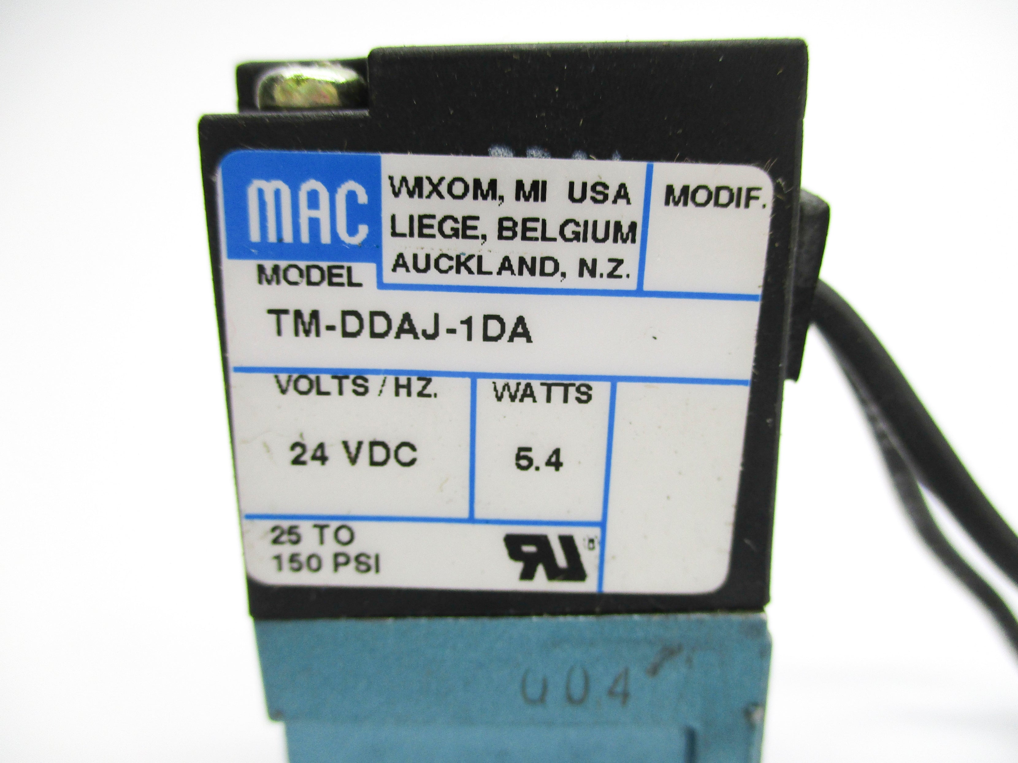 MAC TM-DDAJ-1DA 24VDC 25-150PSI NSNP