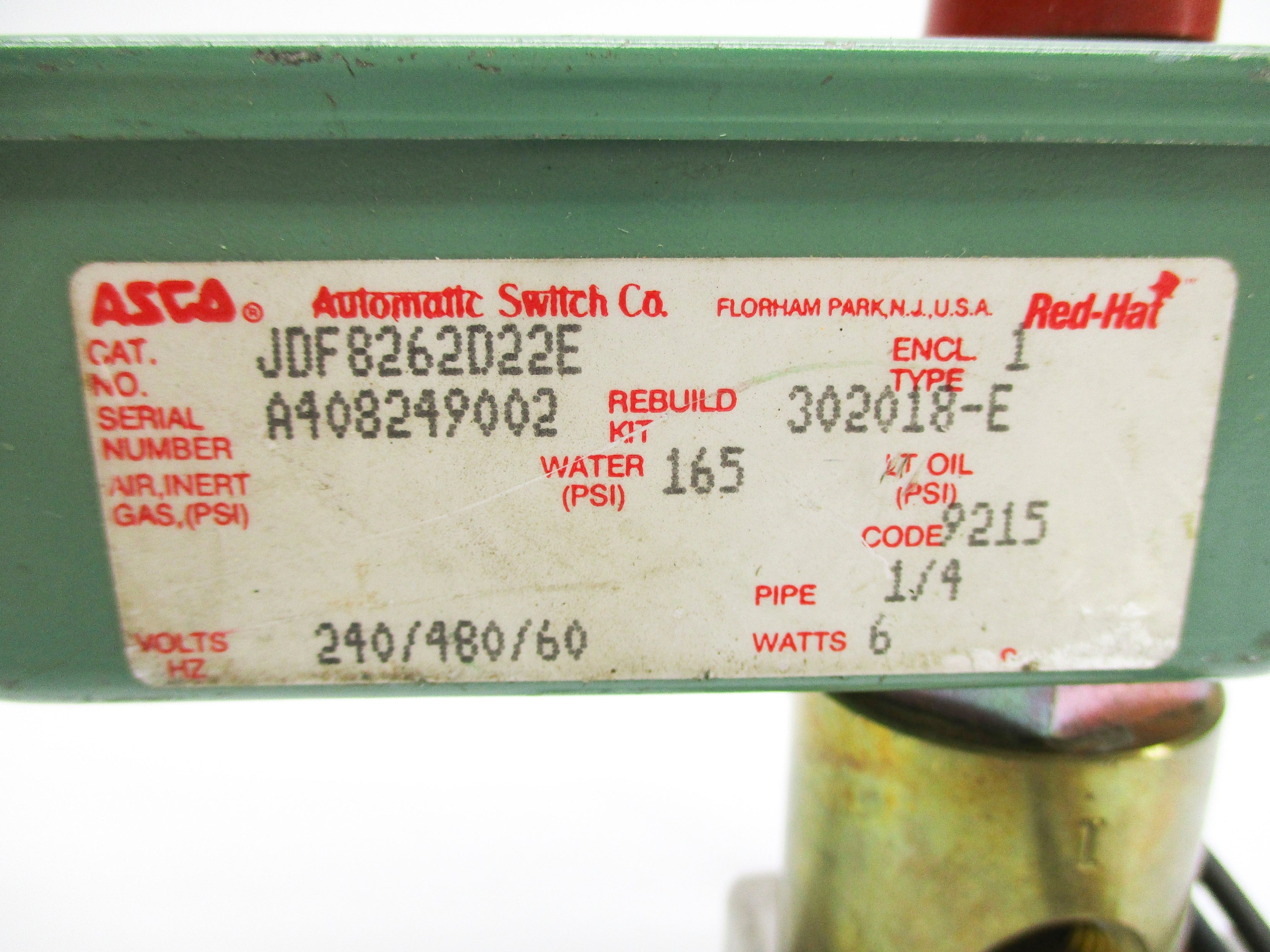 ASCO JDF8262D22E 240/480V 165PSI 1/4" NSNP