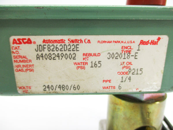ASCO JDF8262D22E 240/480V 165PSI 1/4" NSNP