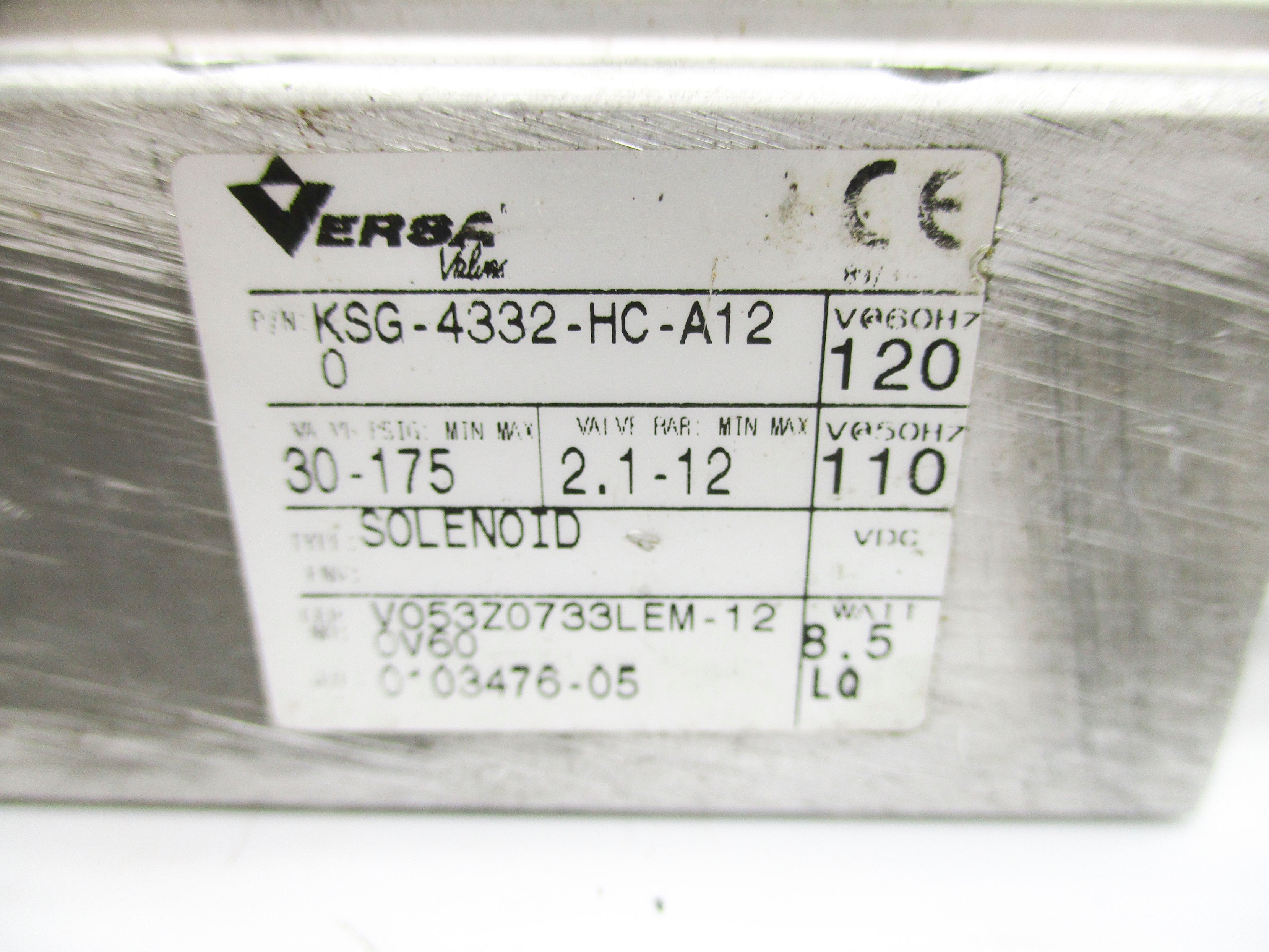 VERSA KSG-4332-HC-A120 30-175PSIG 110/120V (AS PICTURED) UNMP