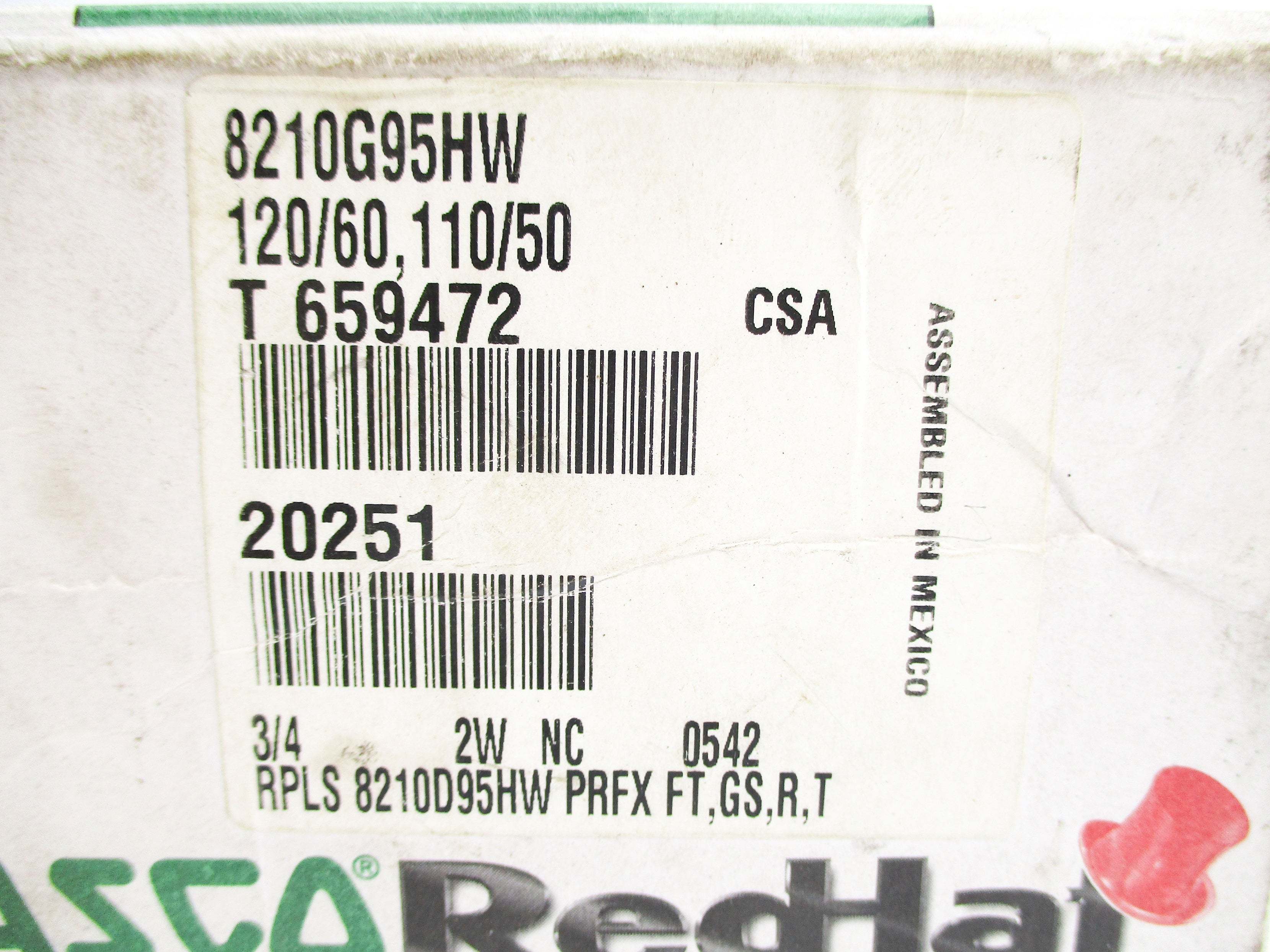 ASCO 8210G95HW 120/60 110/50 (AS PICTURED) NSMP