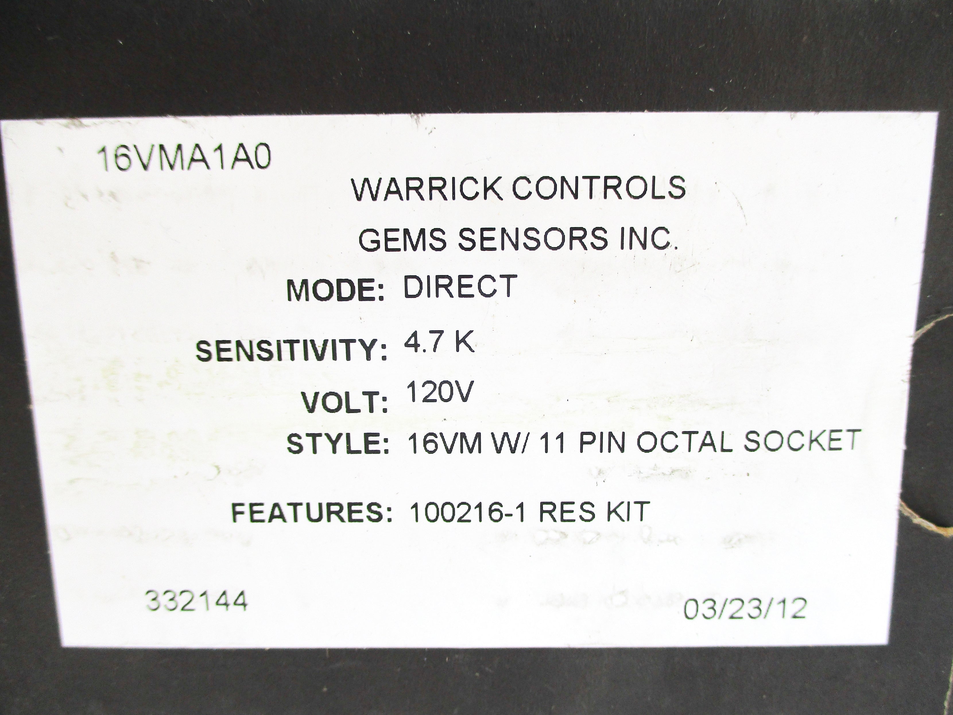 WARRICK CONTROLS 16VMA1A0 120V NSMP