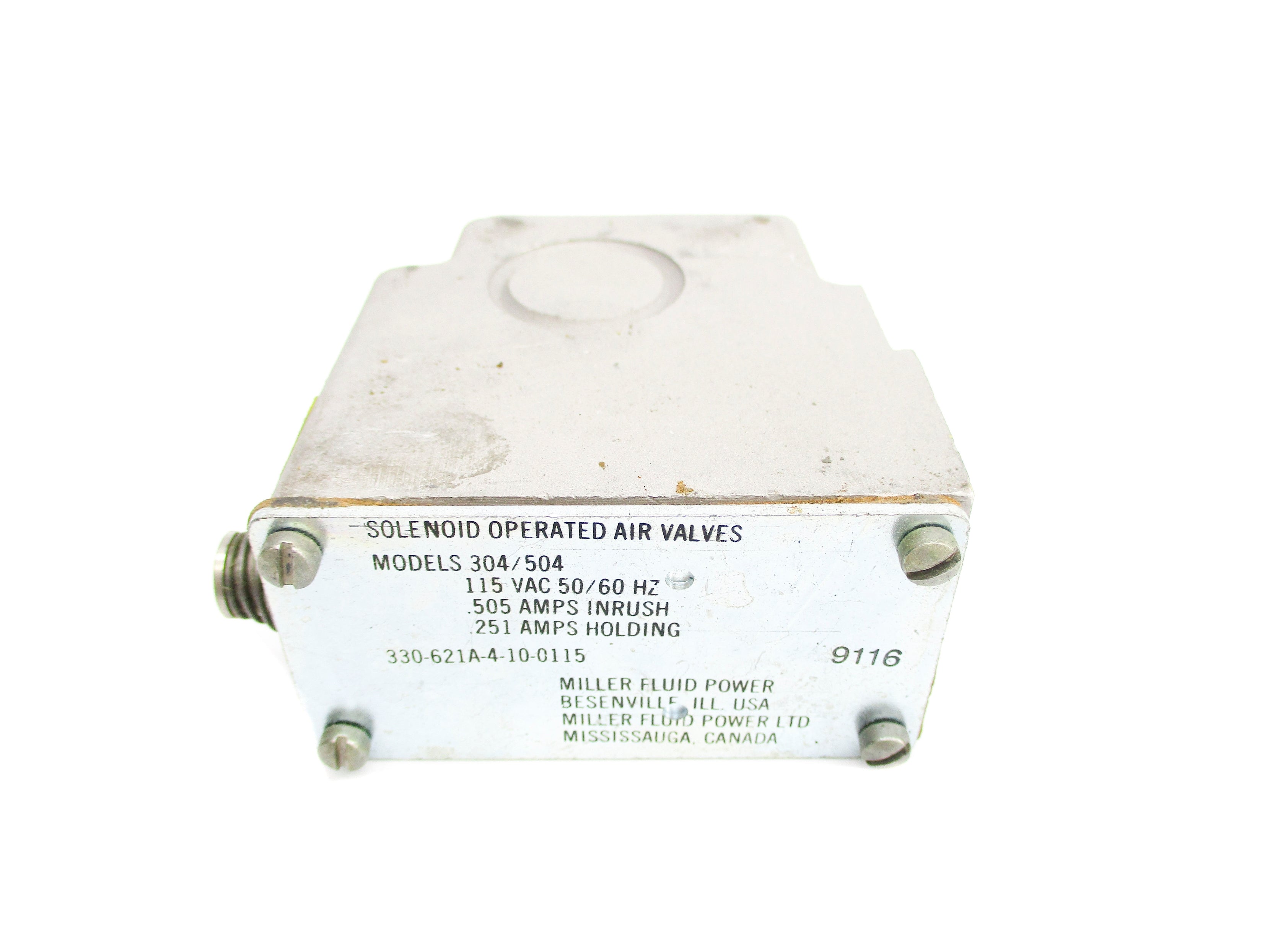 MILLER FLUID POWER 330-621A-4-10-0115 115VAC UNMP