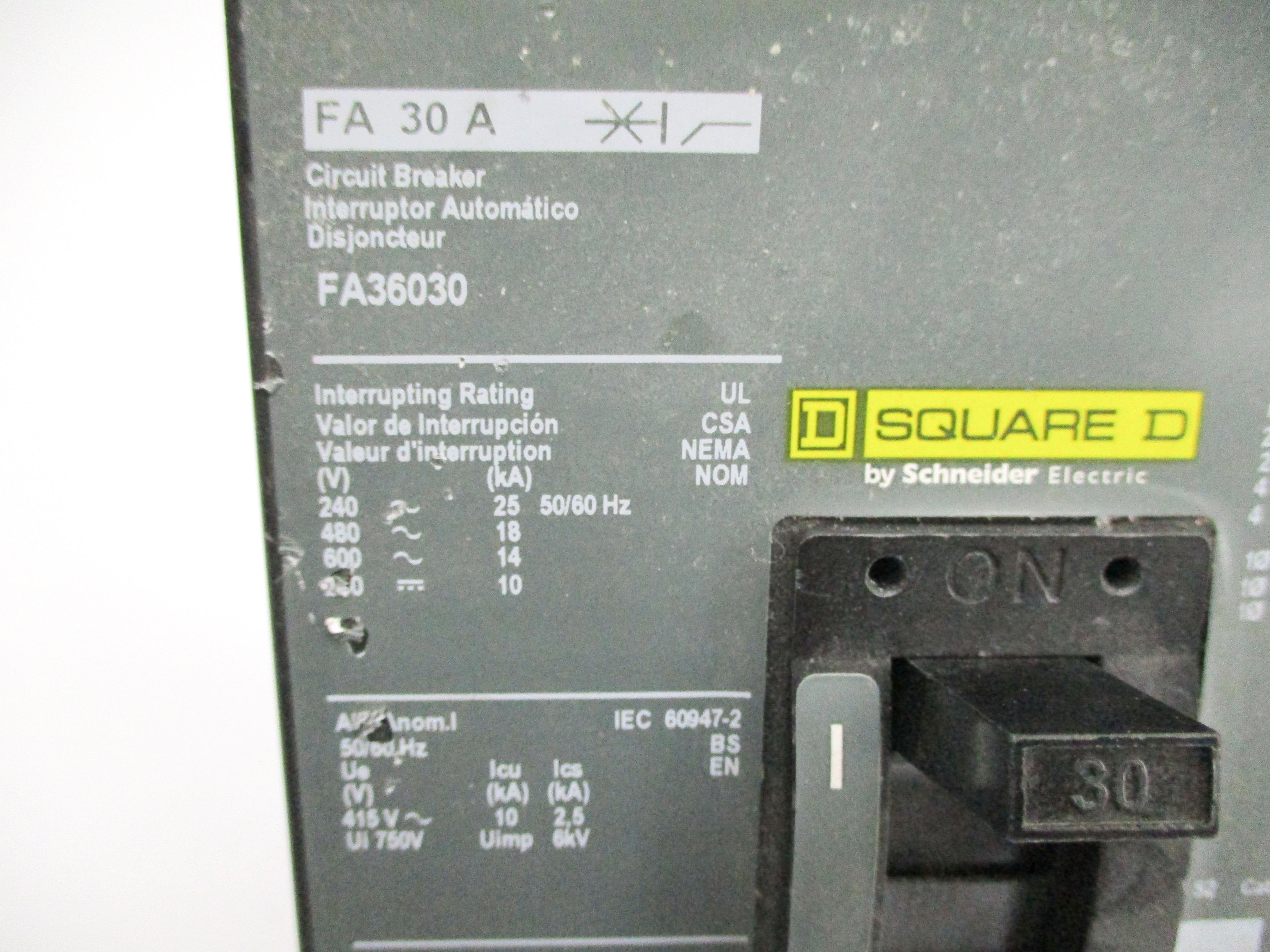 SQUARE D FA36030 30A 600V UNMP