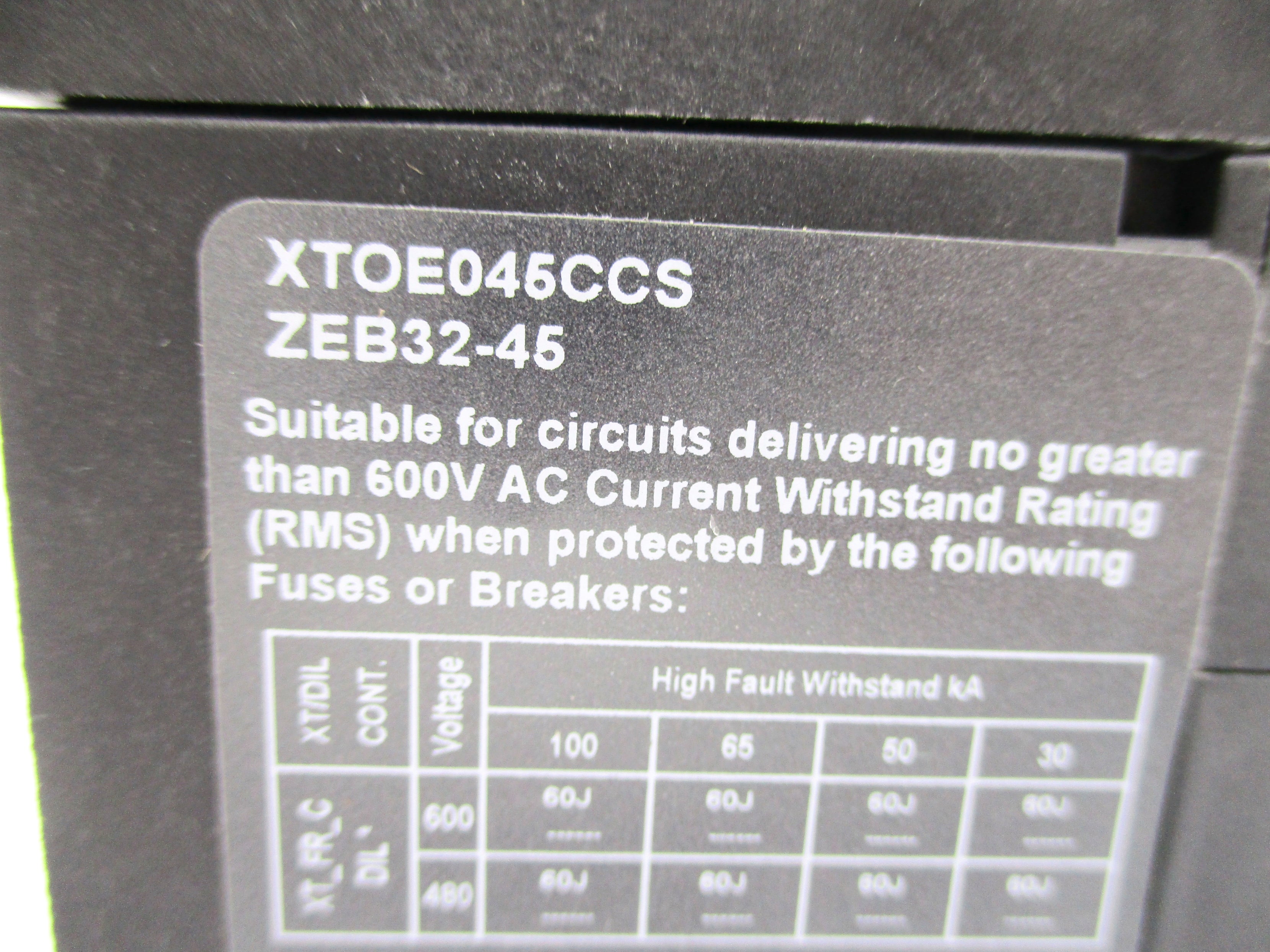 EATON XTOE045CCS ZEB32-45 9-45A NSNP