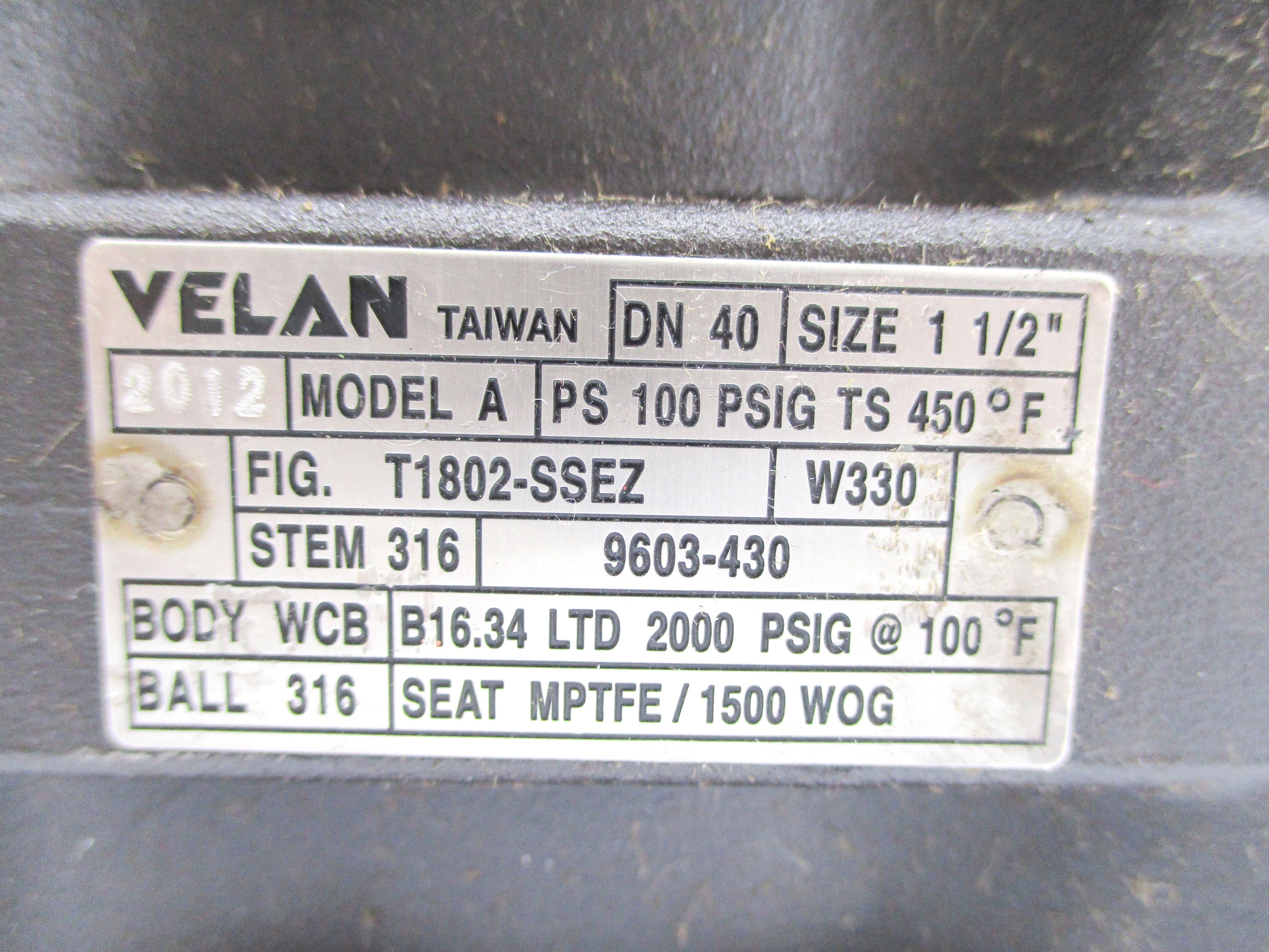 VELAN T1802-SSEZ 1-1/2" NSNP