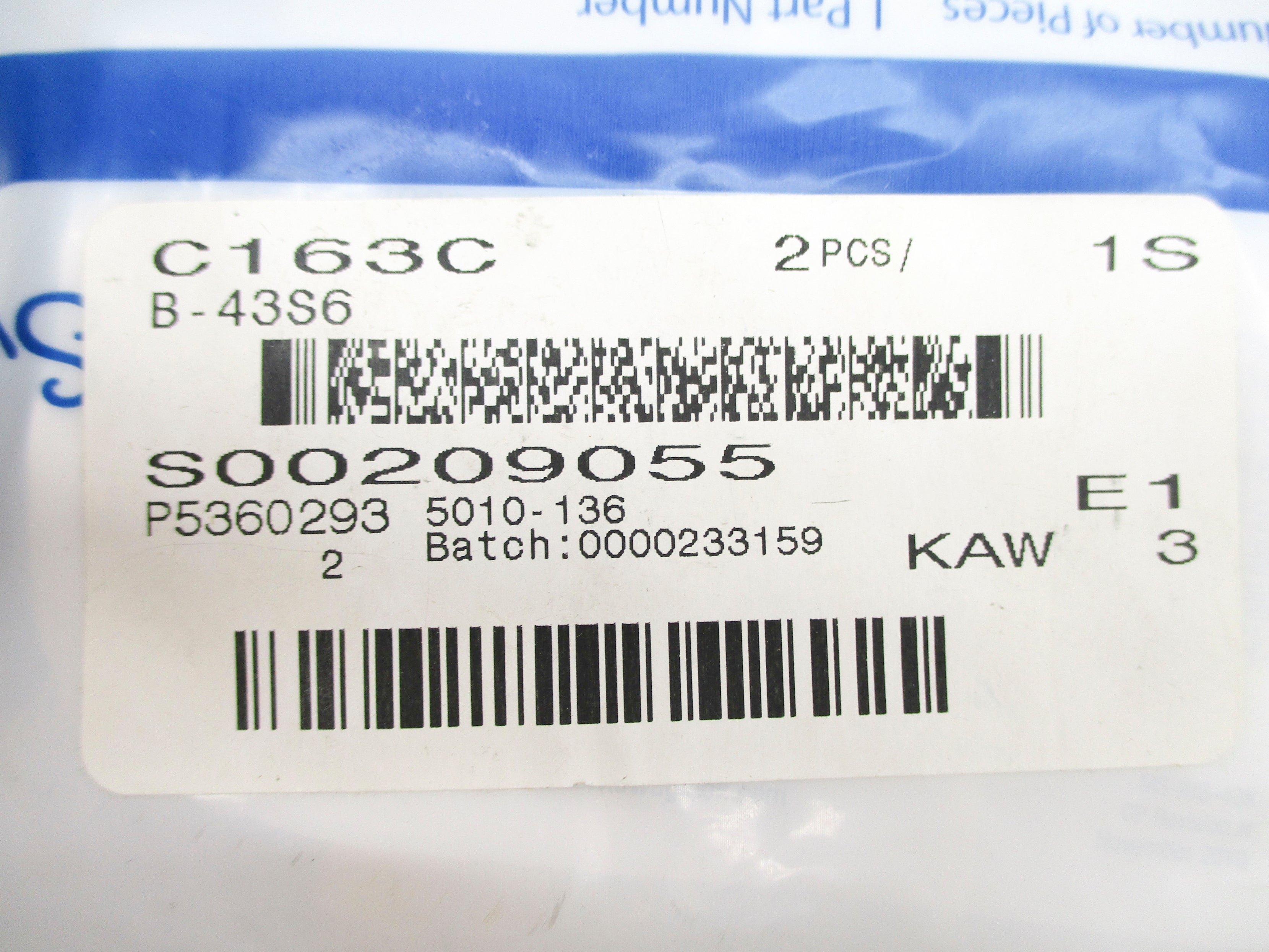 SWAGELOK B-43S6 2200PSI (PKG OF 2) NSMP