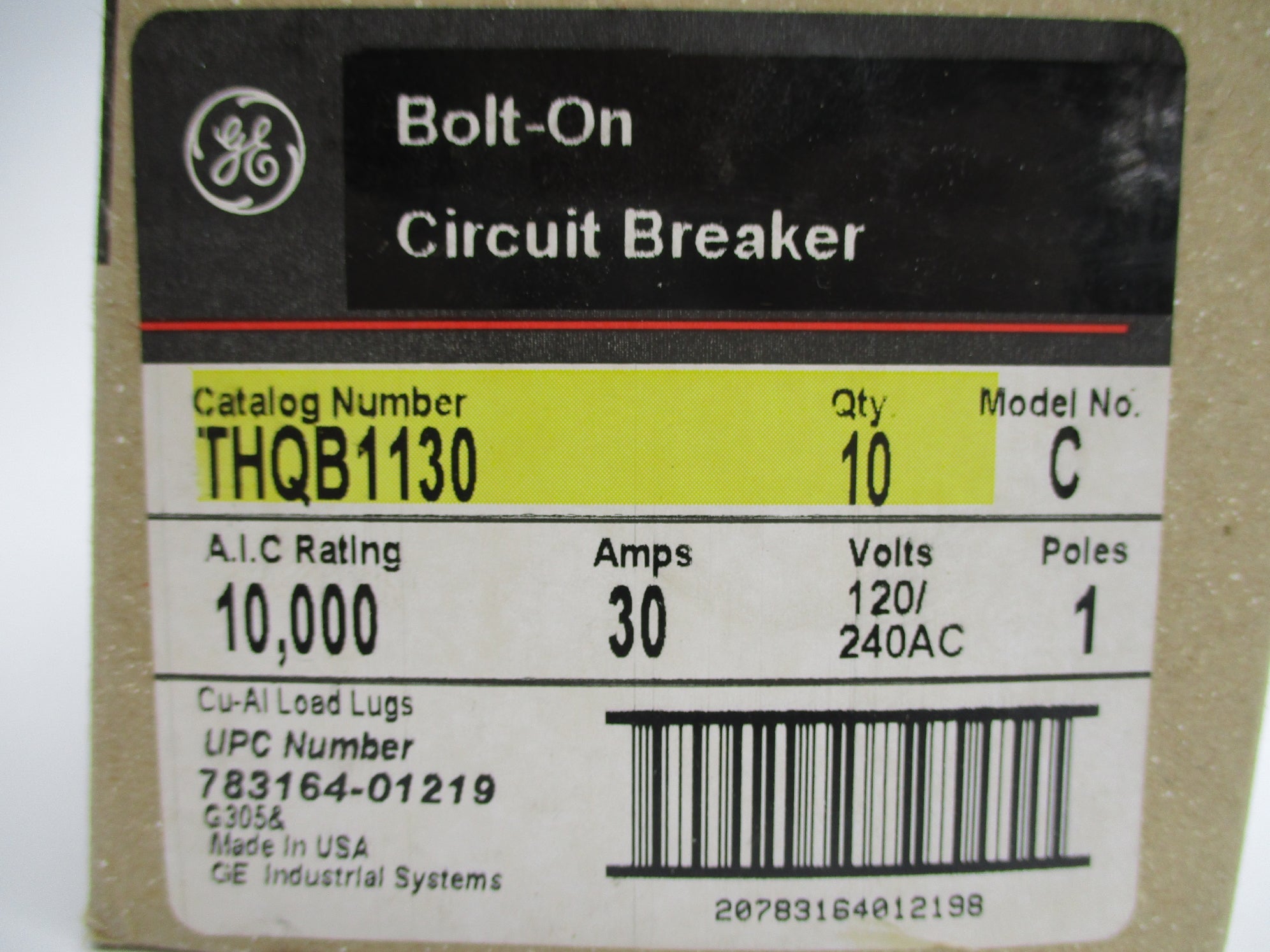 GENERAL ELECTRIC THQB1130 30A 120/240VAC (PKG OF 10) NSMP