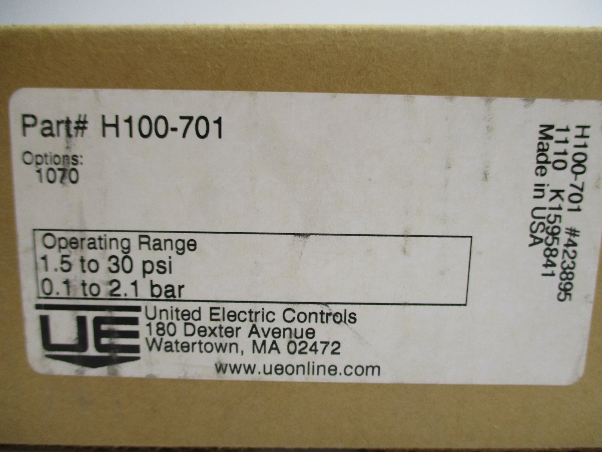 UNITED ELECTRIC CONTROLS H100-701 1.5-30PSI NSMP