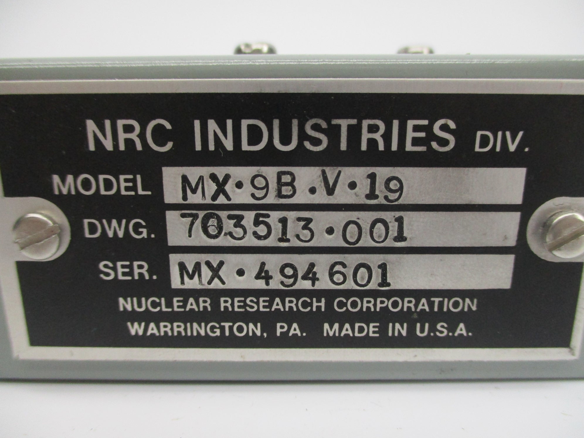 NRC INDUSTRIES MX-9B-V-19 NSNP