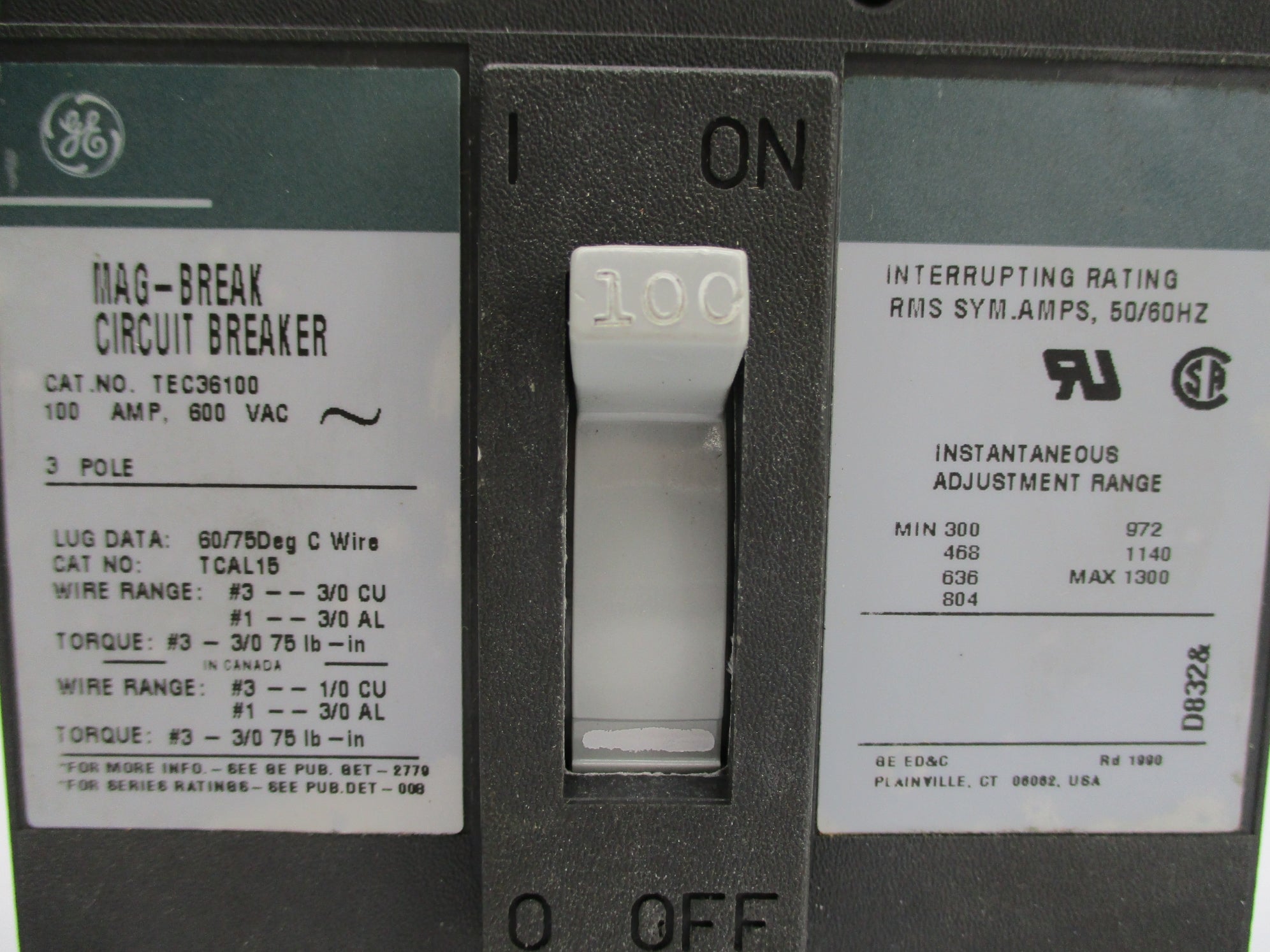 GENERAL ELECTRIC TEC36100 100A 600VAC NSNP