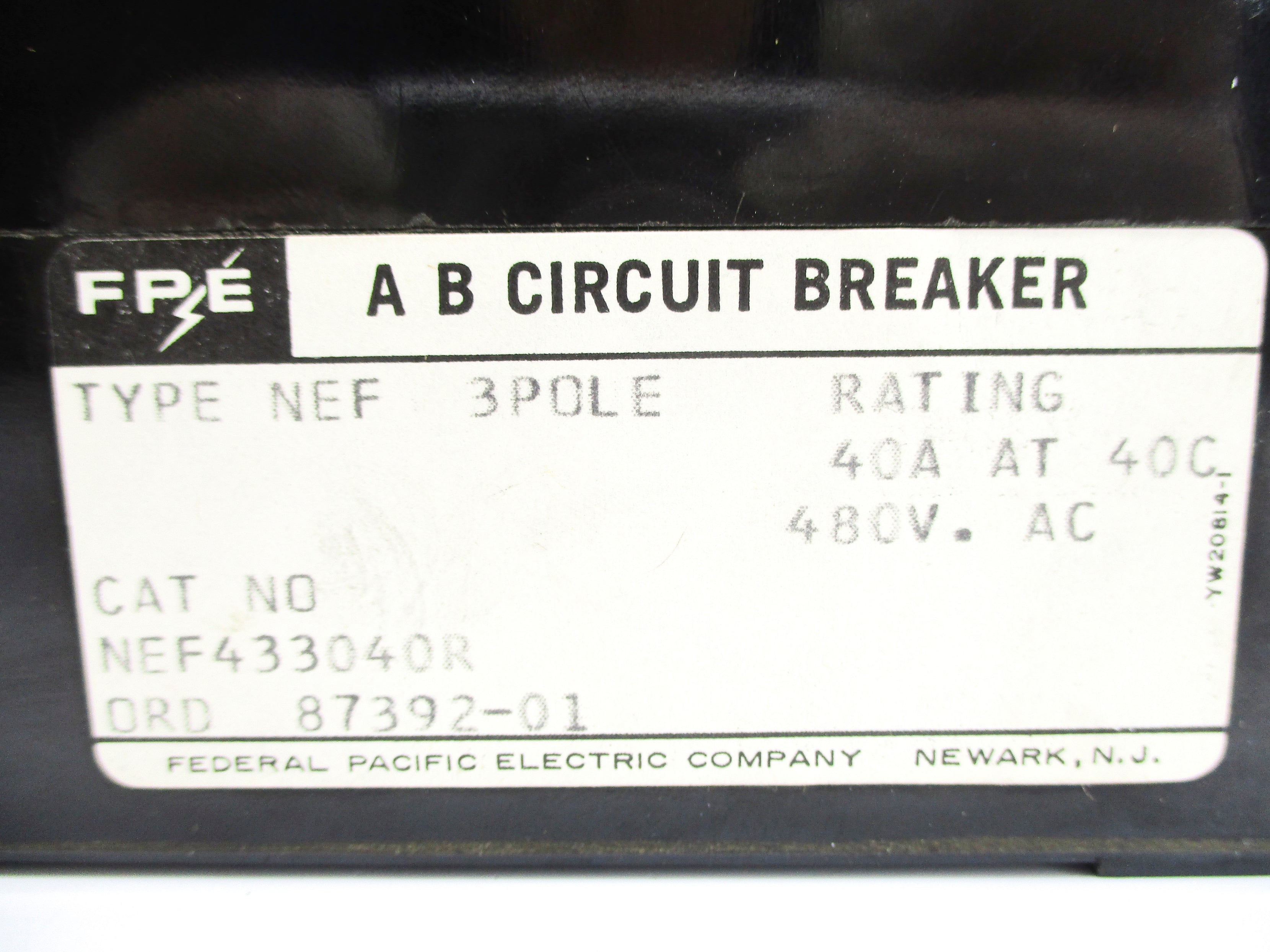 FPE NEF433040R 40A 480VAC NSNP
