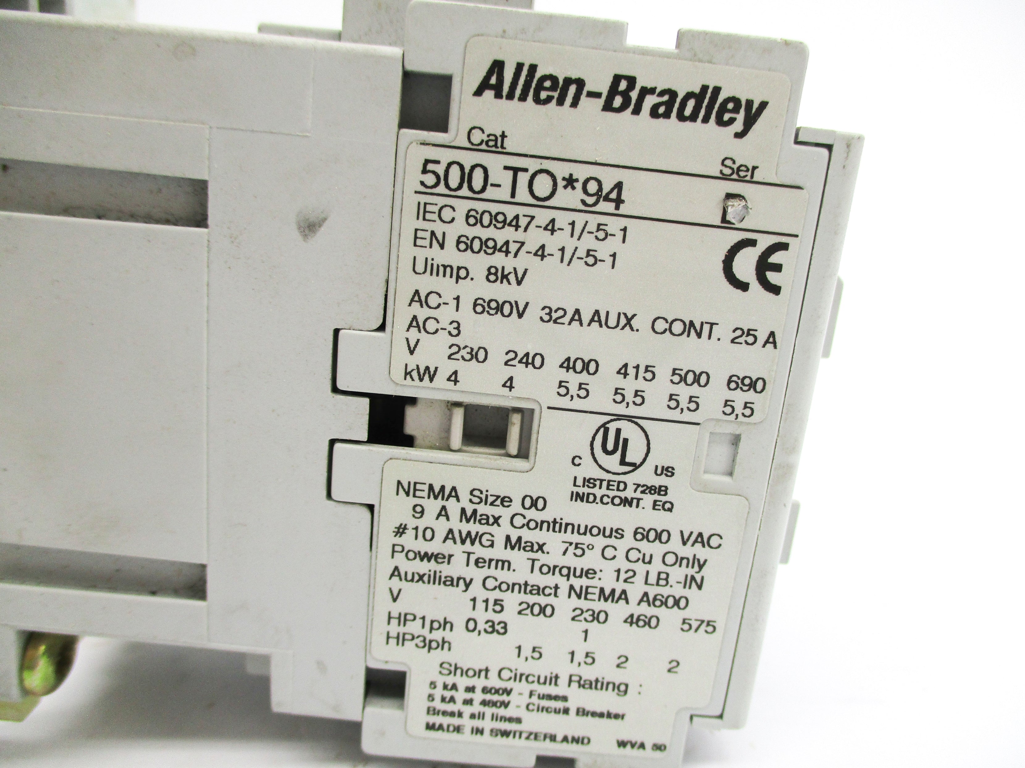 ALLEN BRADLEY 500-TOJ94 SER. D 24V NSNP