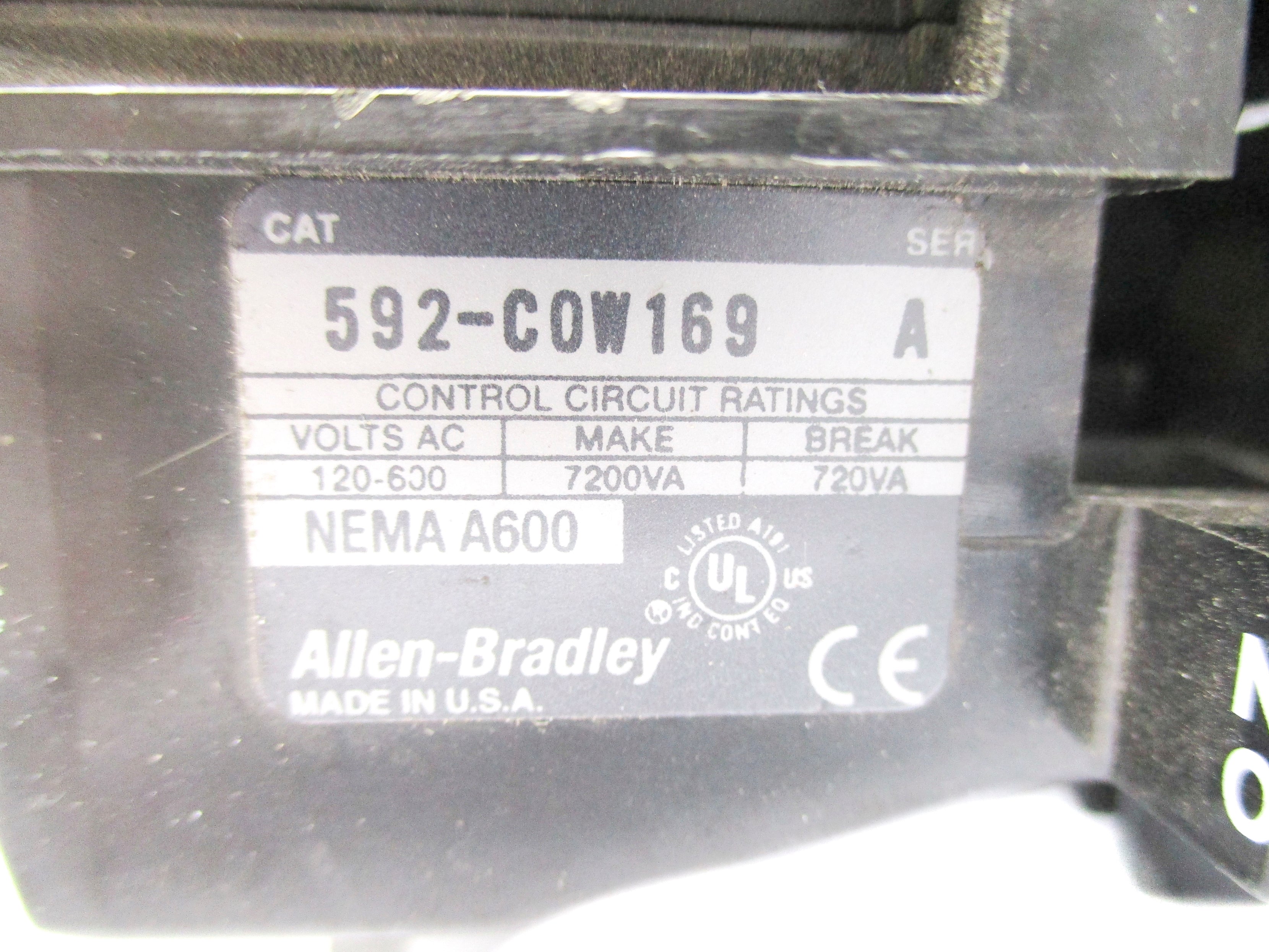 ALLEN BRADLEY 592-COW169 SER. A 120/600VAC NSNP