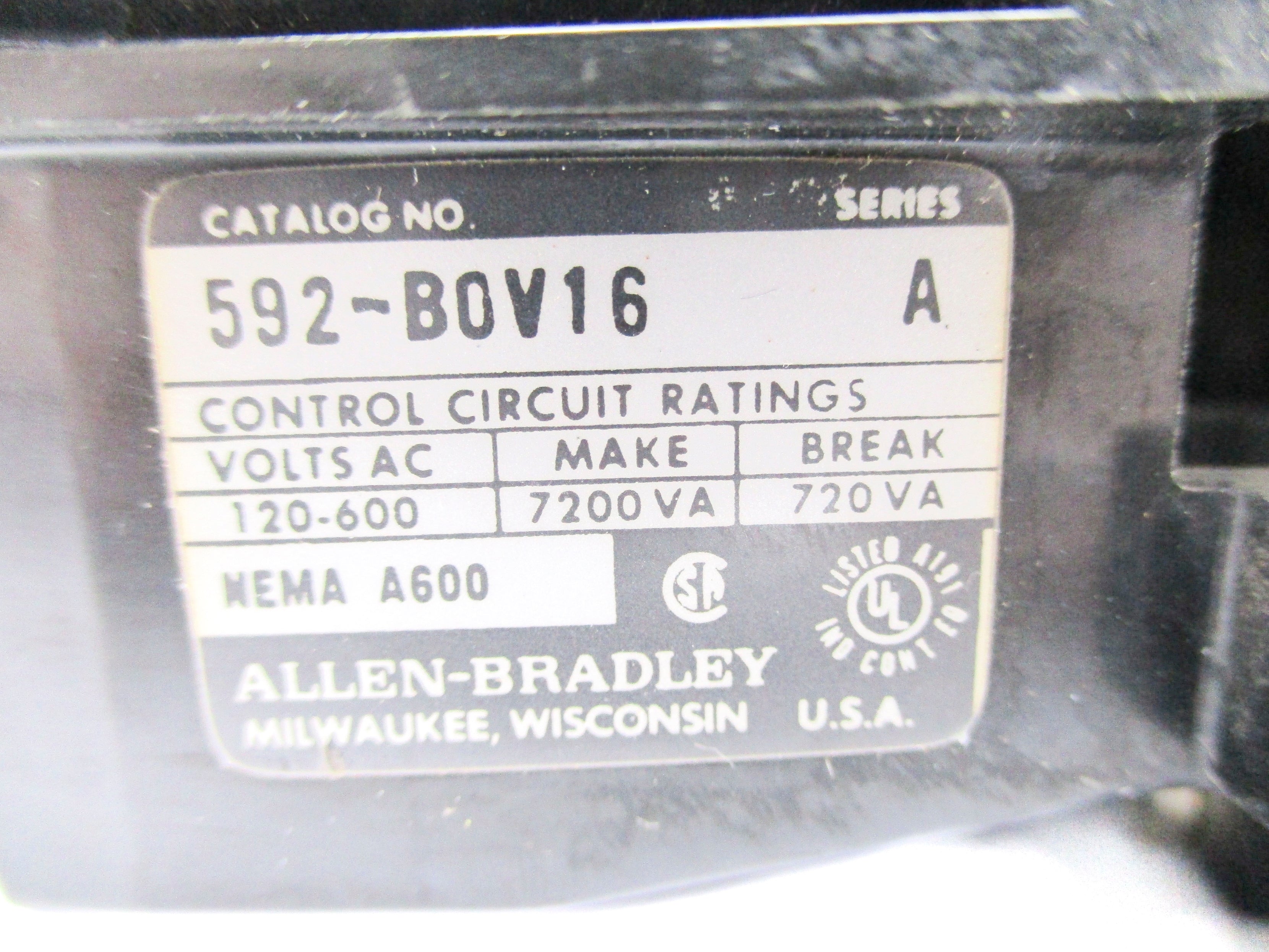 INDUSTRIAL SPARE PART 592-BOV16 SER. A 120-600VAC (AS PICTURED) UNMP