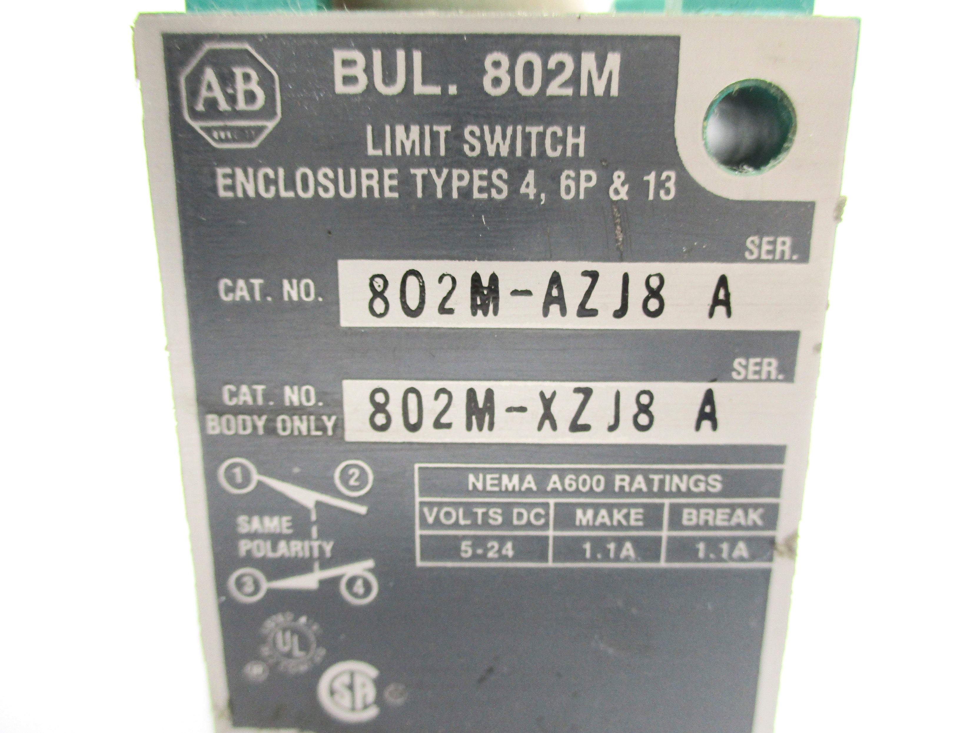 ALLEN BRADLEY 802M-XZJ8 SER. A (AS PICTURED) NSNP