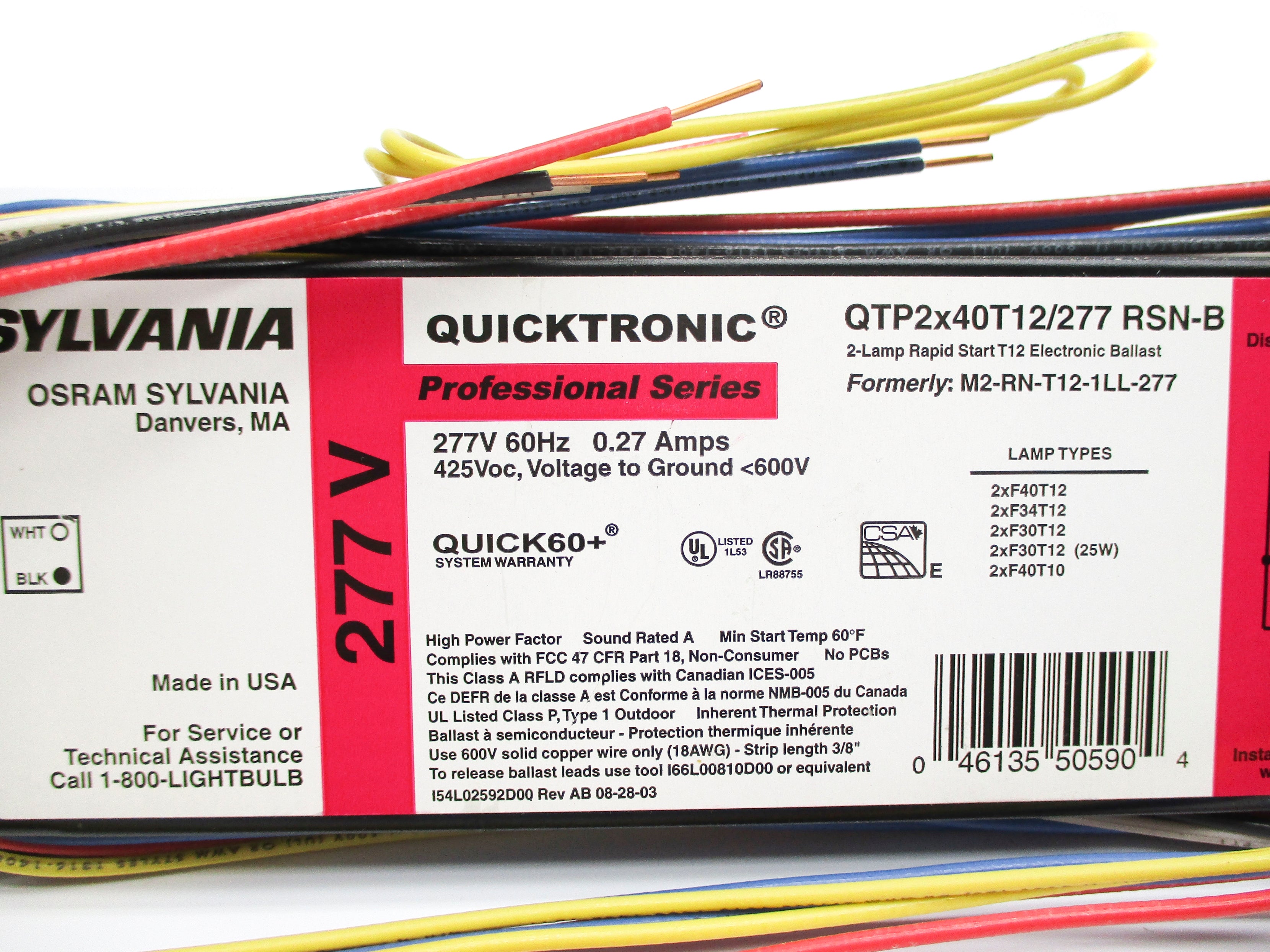 SYLVANIA QTP2X40T12/277RSN-B NSNP