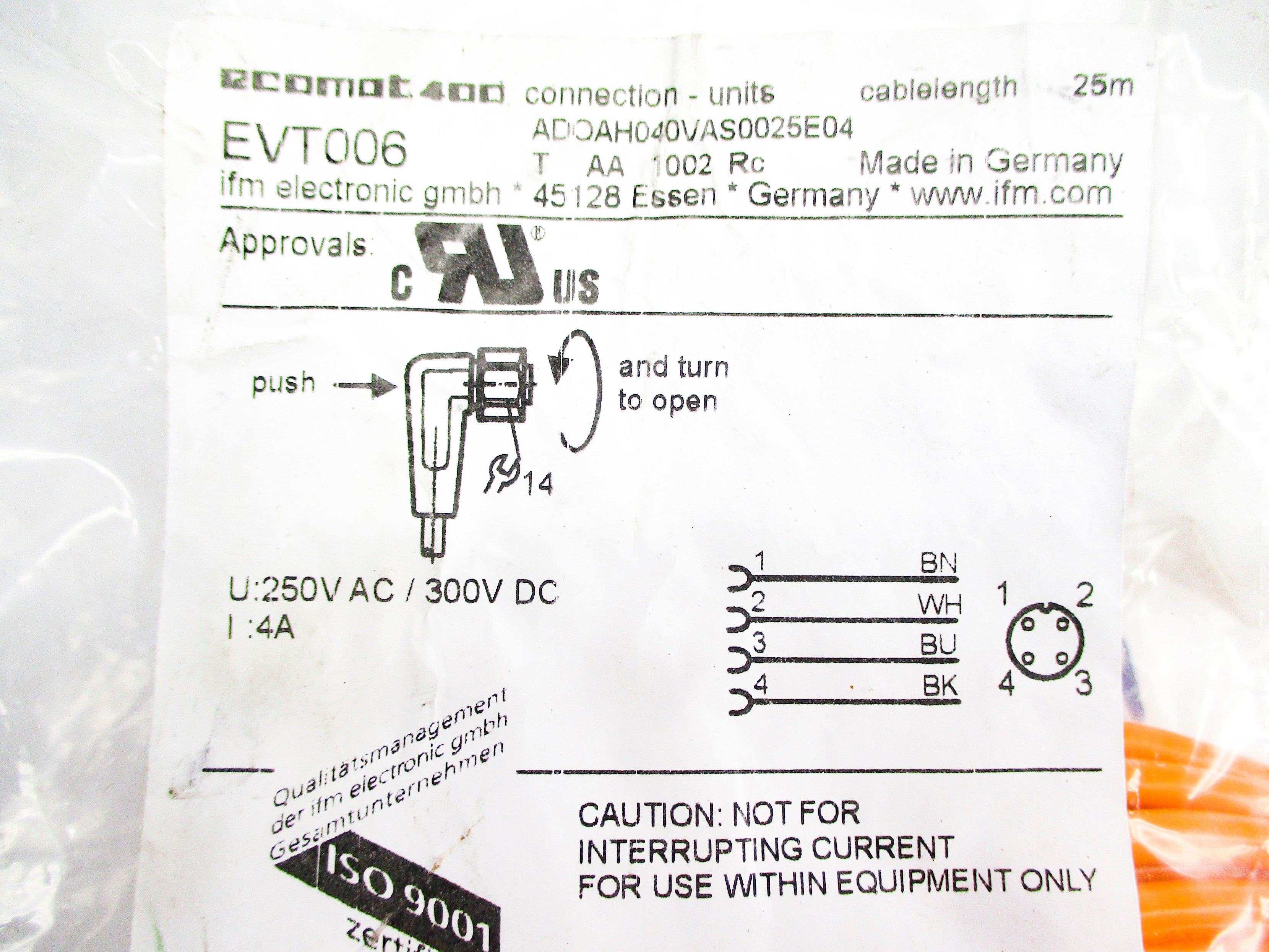IFM EFECTOR EVT006 ADOAH040VAS0025E04 NSMP