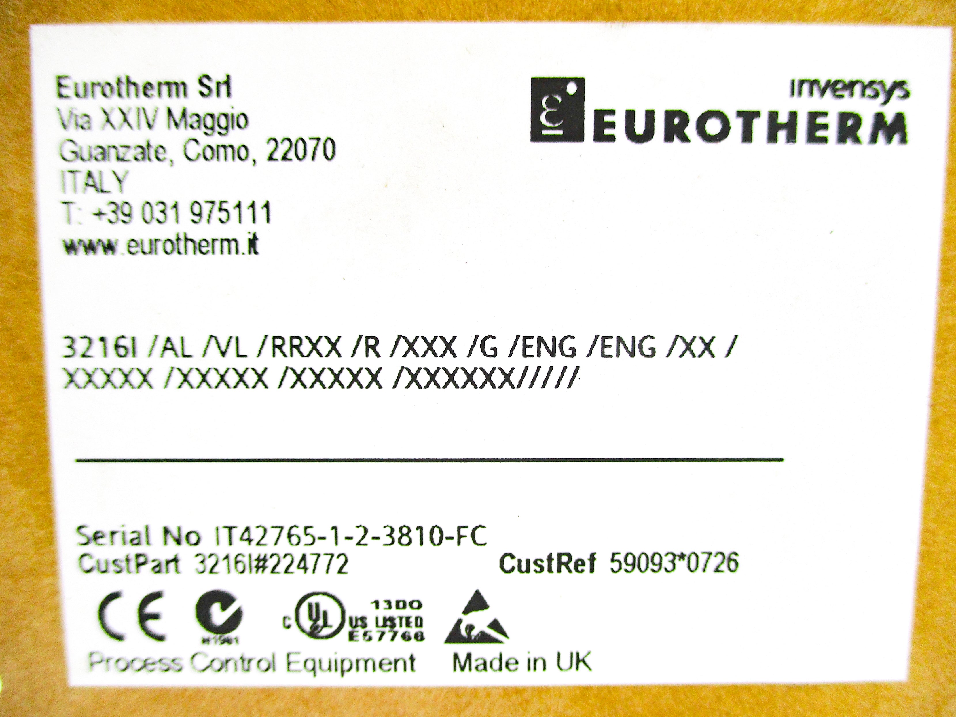 EUROTHERM 3216I/AL/VL/RRXX/R/XXX/G/ENG/ENG/XX/XXXXX/XXXXX/XXXXX/XXXXXX///// NSMP