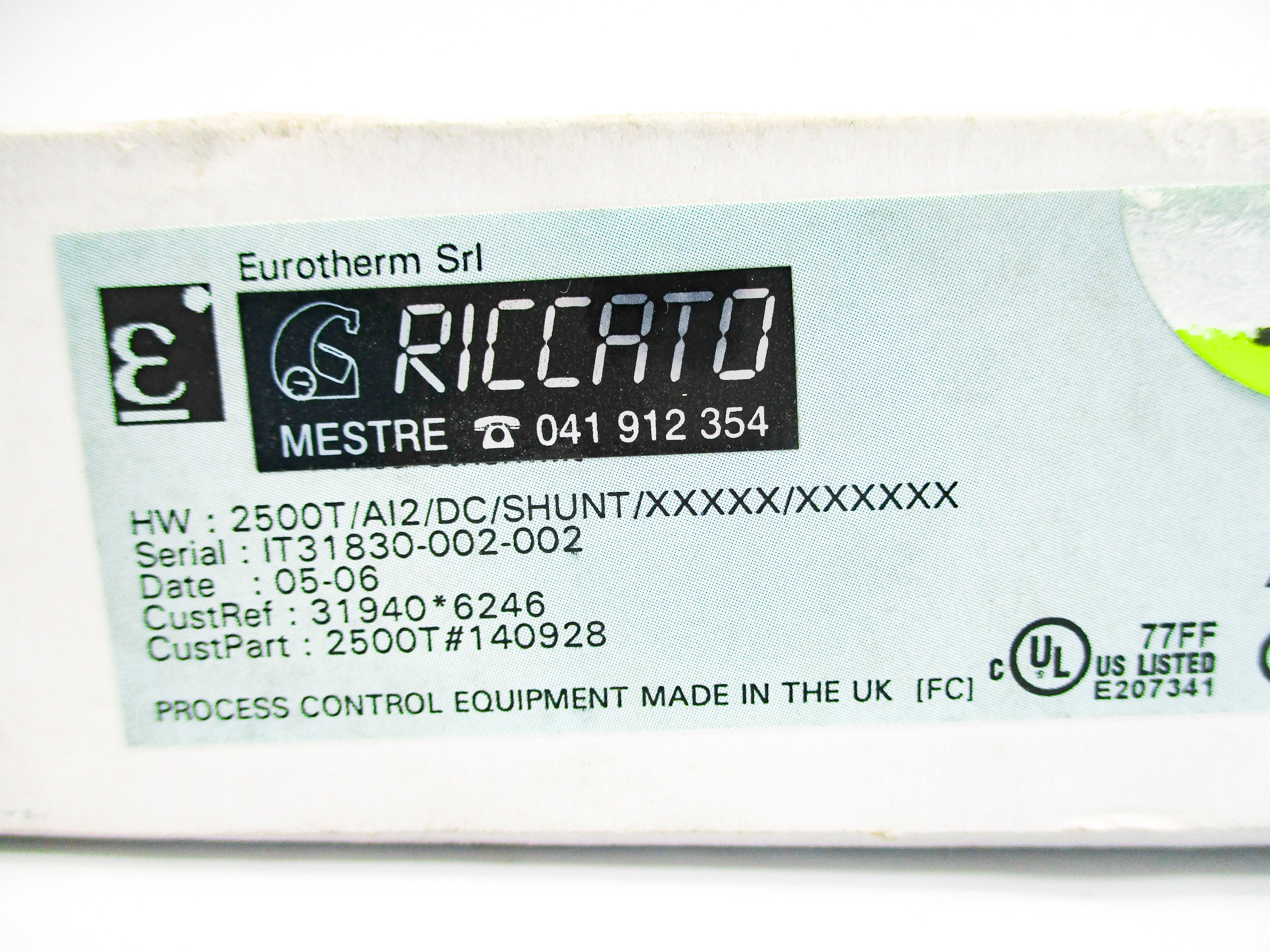 EUROTHERM 2500T/AI2/DC/SHUNT/XXXXX/XXXXXX NSMP