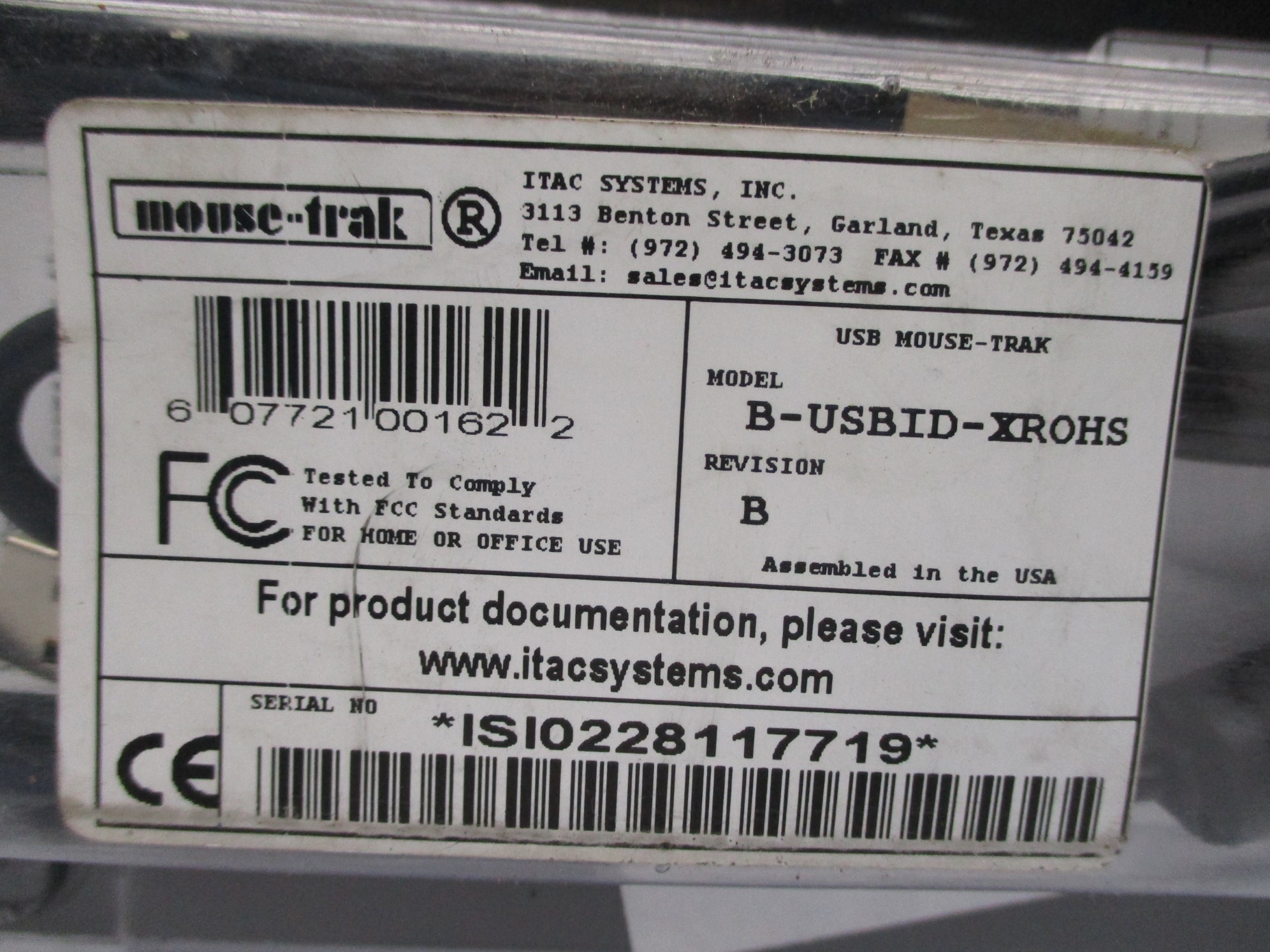 ITAC SYSTEMS B-USBID-XROHS NSMP