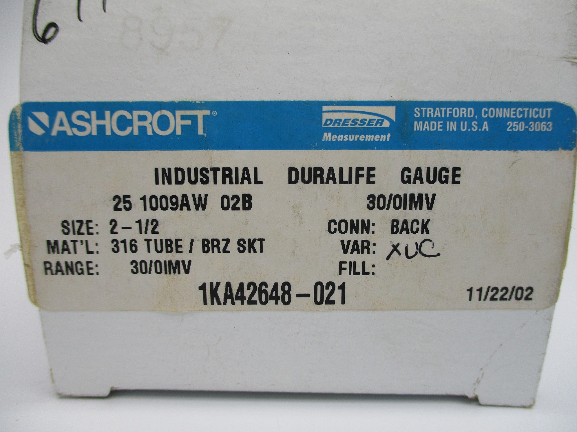 ASHCROFT 251009AW02B30/0IMV NSMP