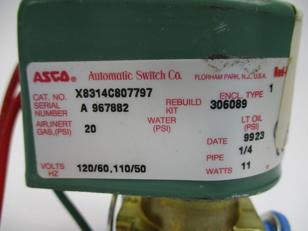 ASCO X8314C807797 20PSI 110/120V (AS PICTURED) NSNP