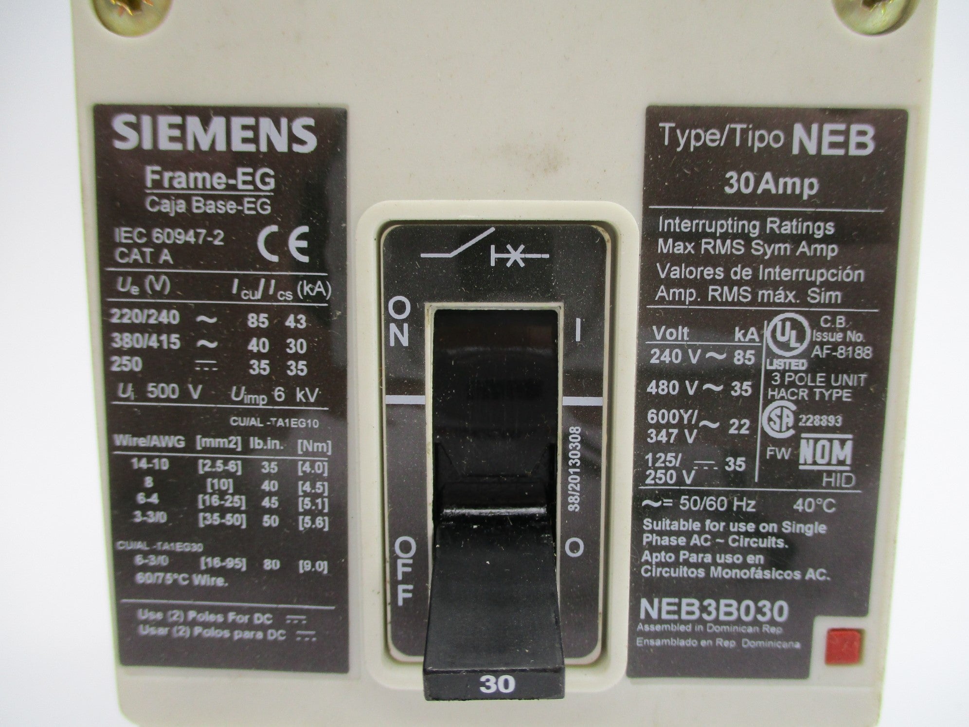 SIEMENS NEB3B030 600V 30A NSNP