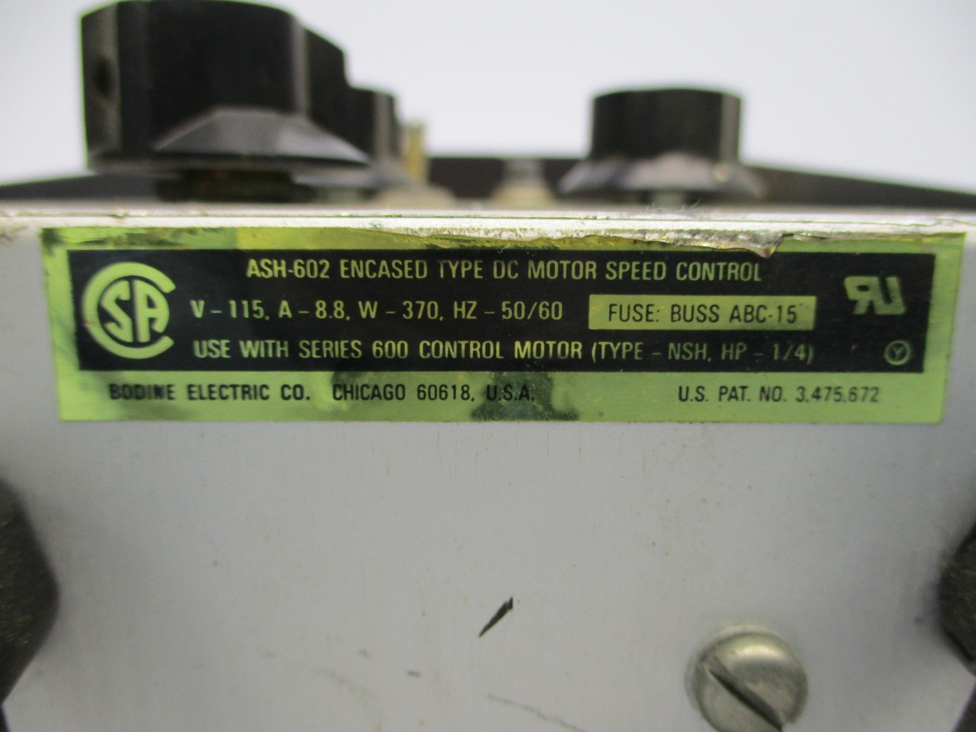 BODINE ELECTRIC ASH-602 UNMP