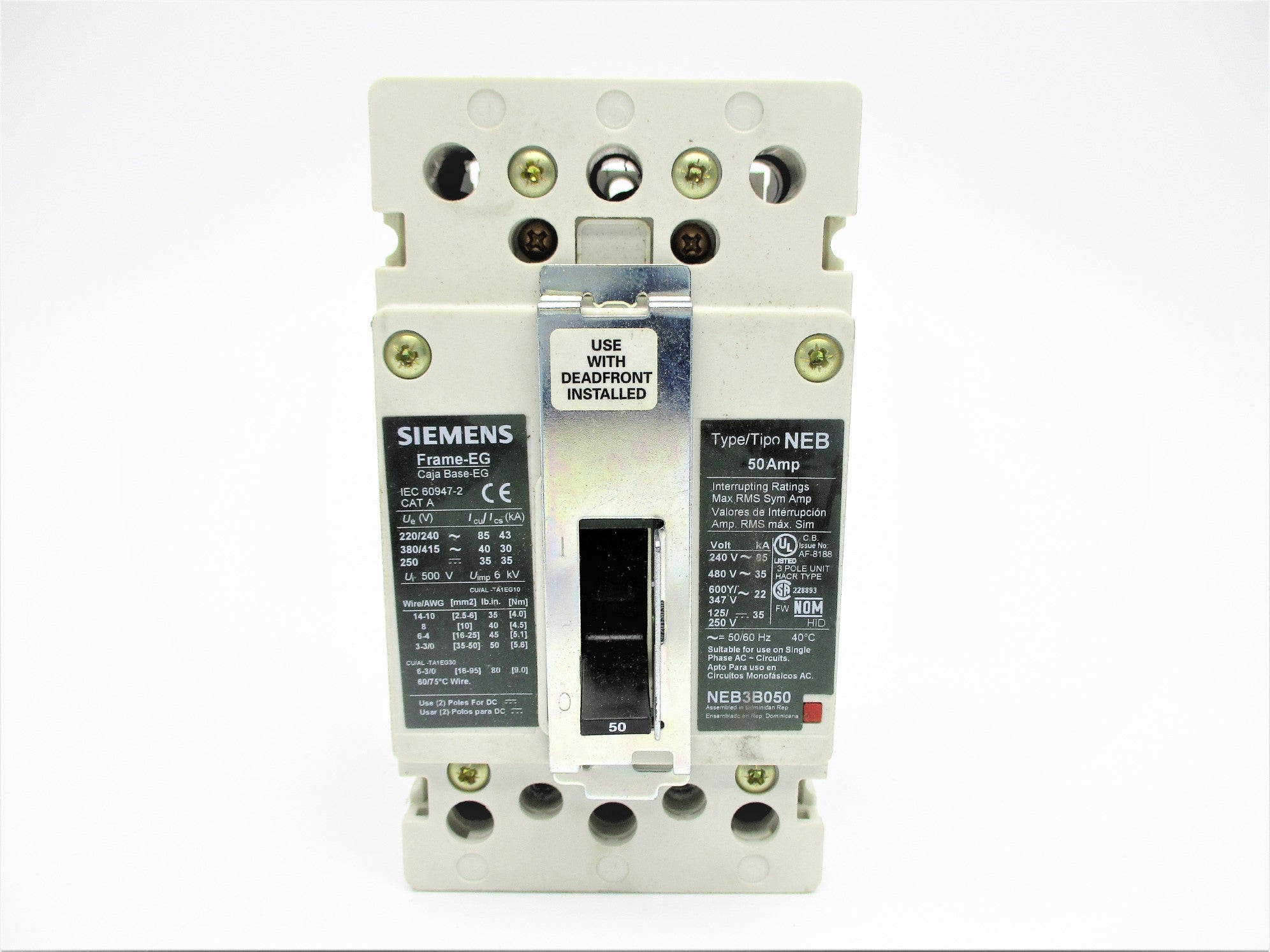 SIEMENS NEB3B050 50A 480V UNMP