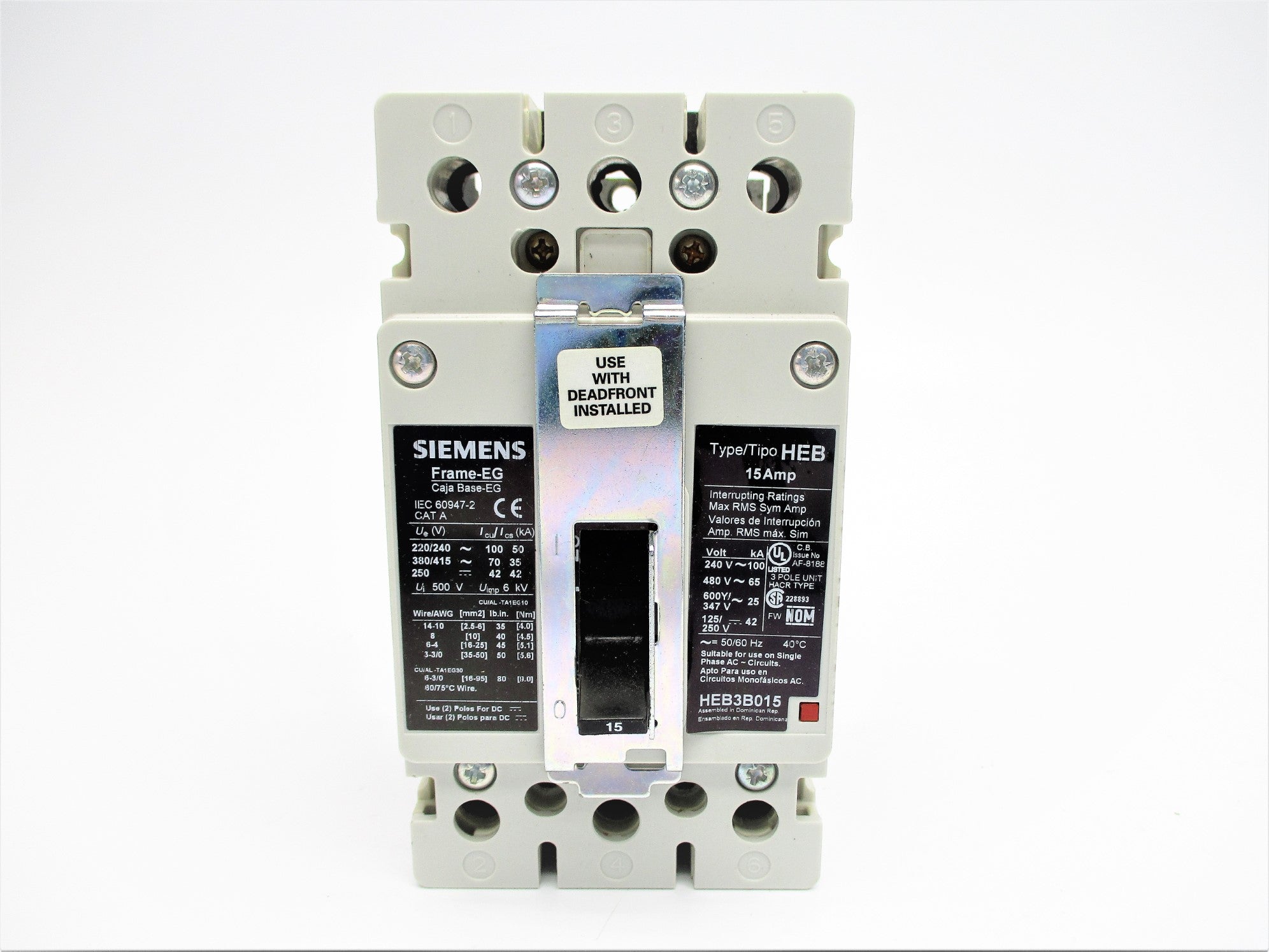 SIEMENS HEB3B015 15A 600V NSNP