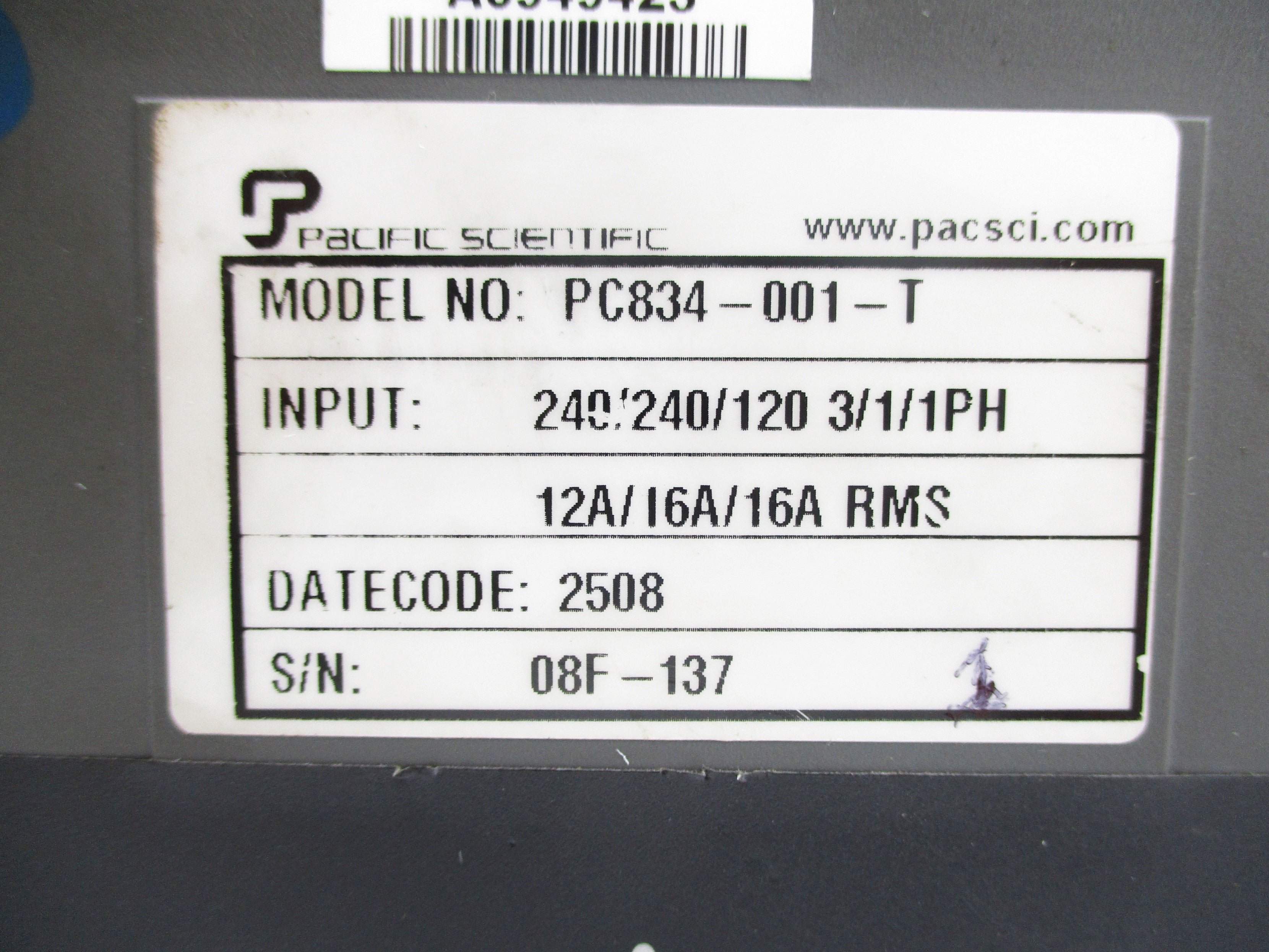 PACIFIC SCIENTFIC PC834-001-T NSNP