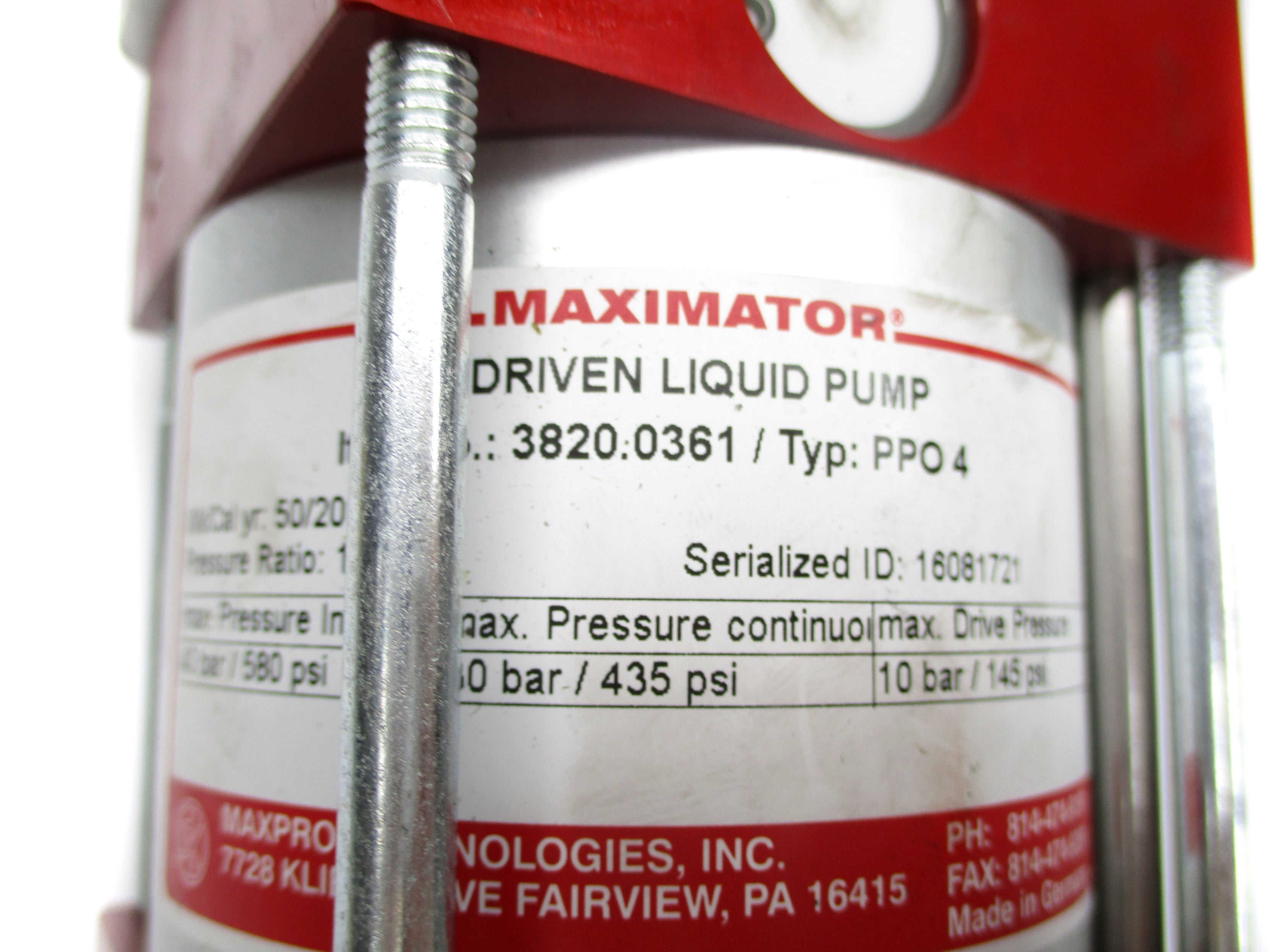 MAXIMATOR 3820.0361 580PSI (AS PICTURED) NSNP