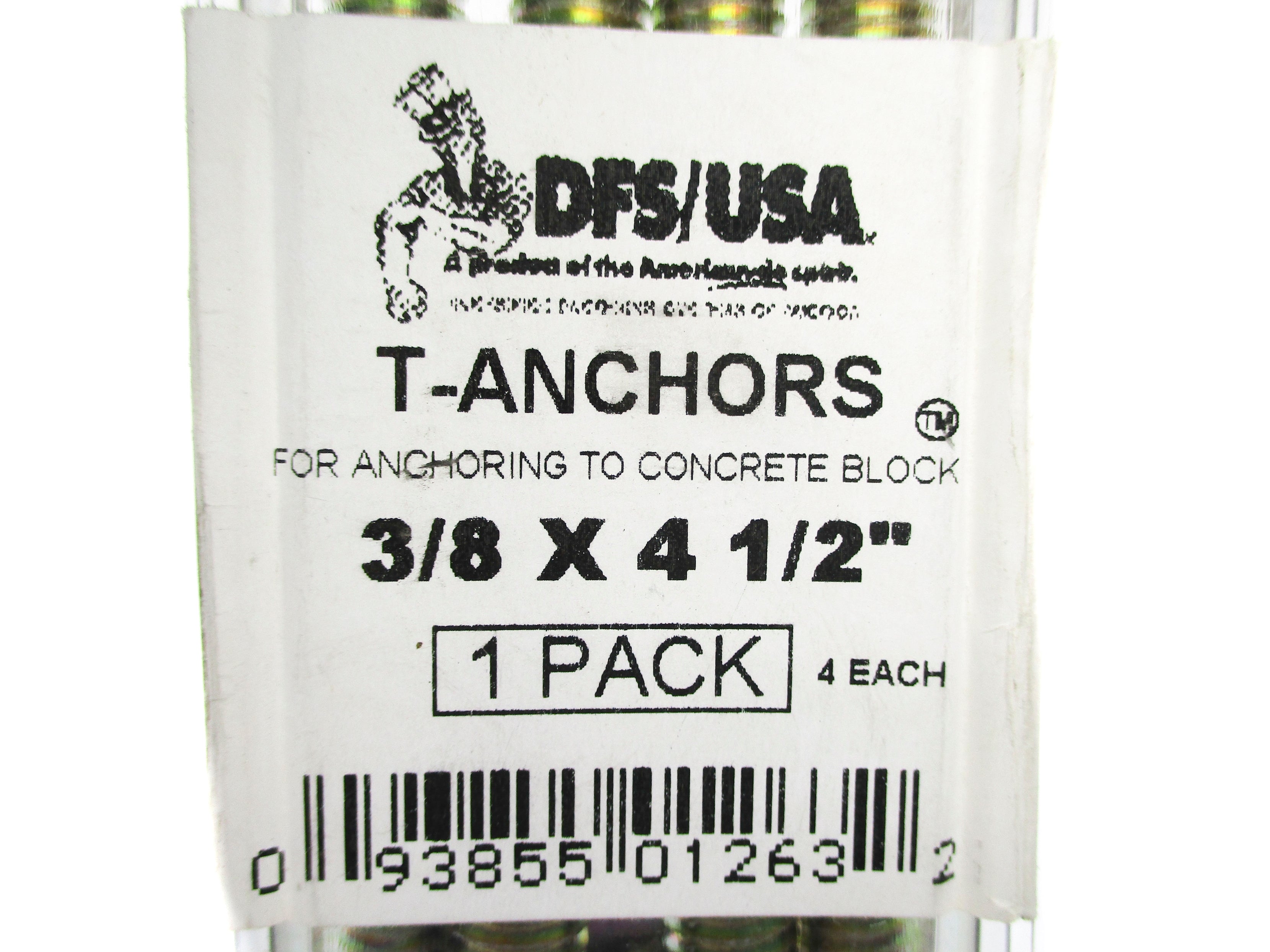 T-ANCHORS 3/8X4-1/2 (PKG OF 4) NSMP