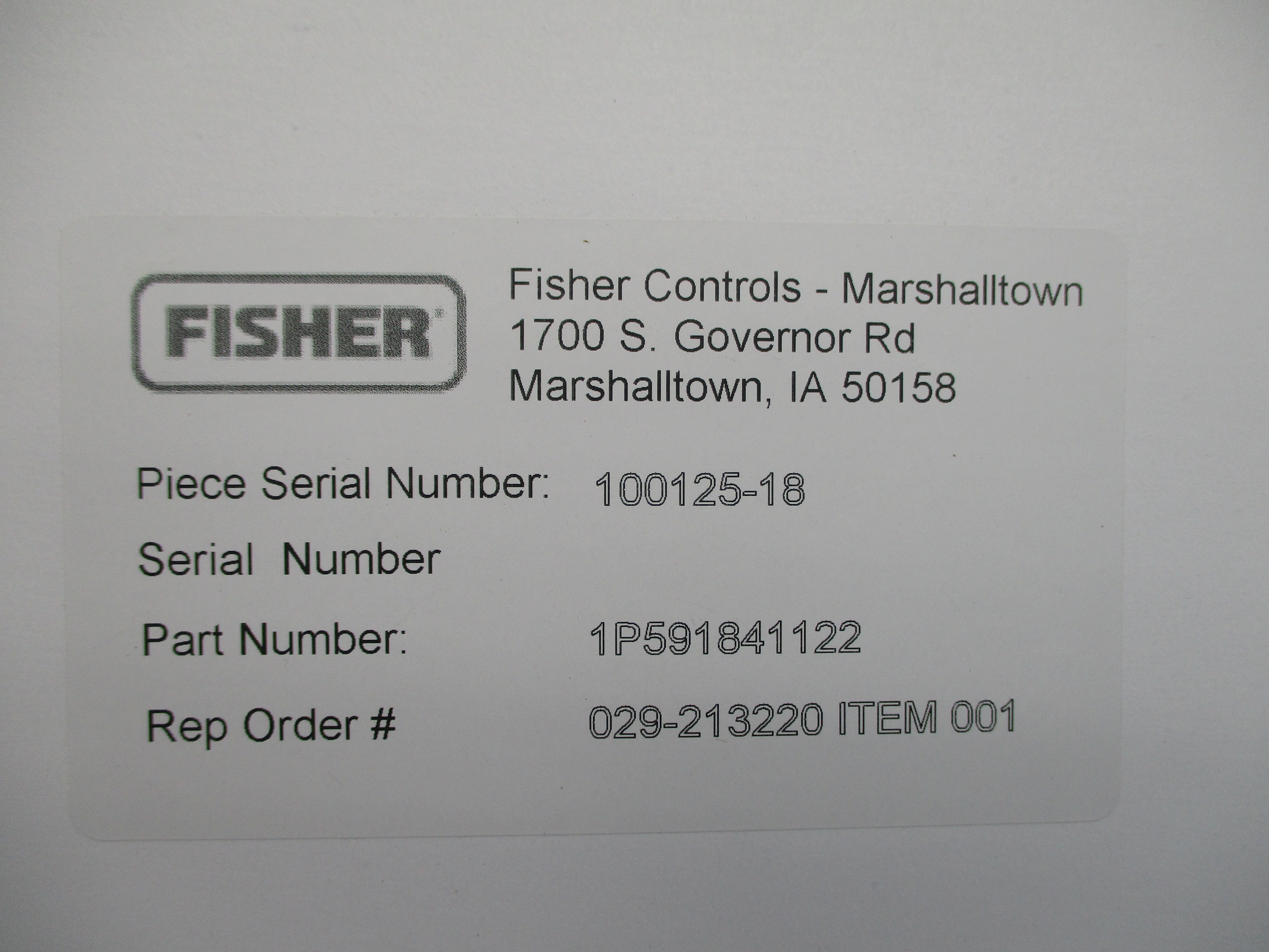 FISHER 1P591841122 NSFS