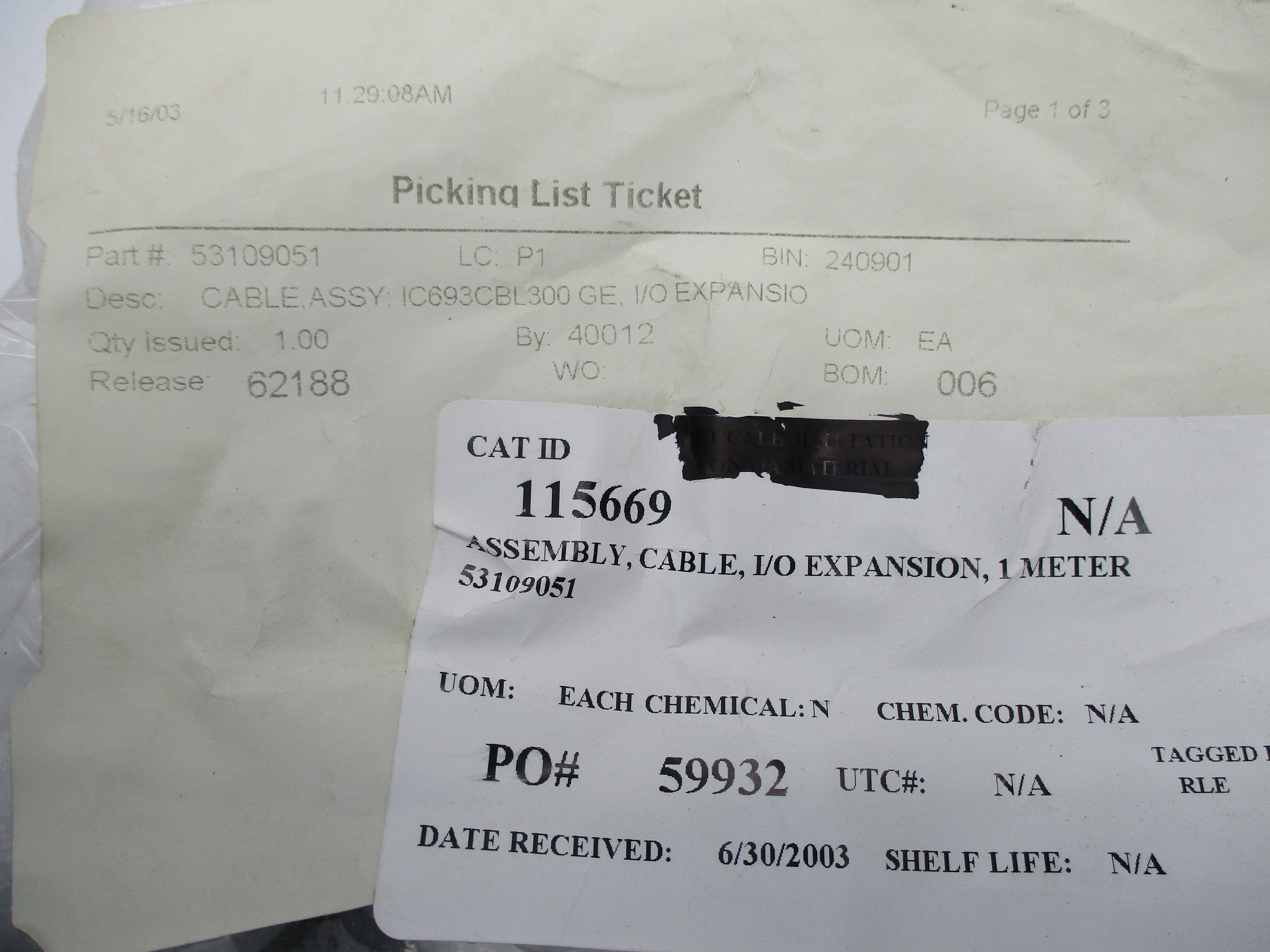 GENERAL ELECTRIC IC693CBL300 NSMP