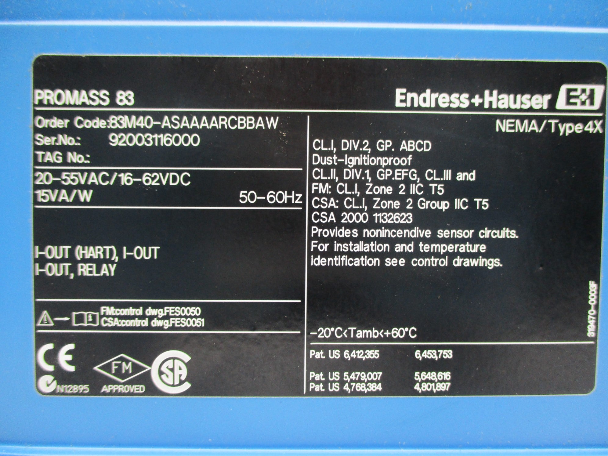 ENDRESS+HAUSER PROMASS 83 83M40-ASAAAARCBBAW UNMP