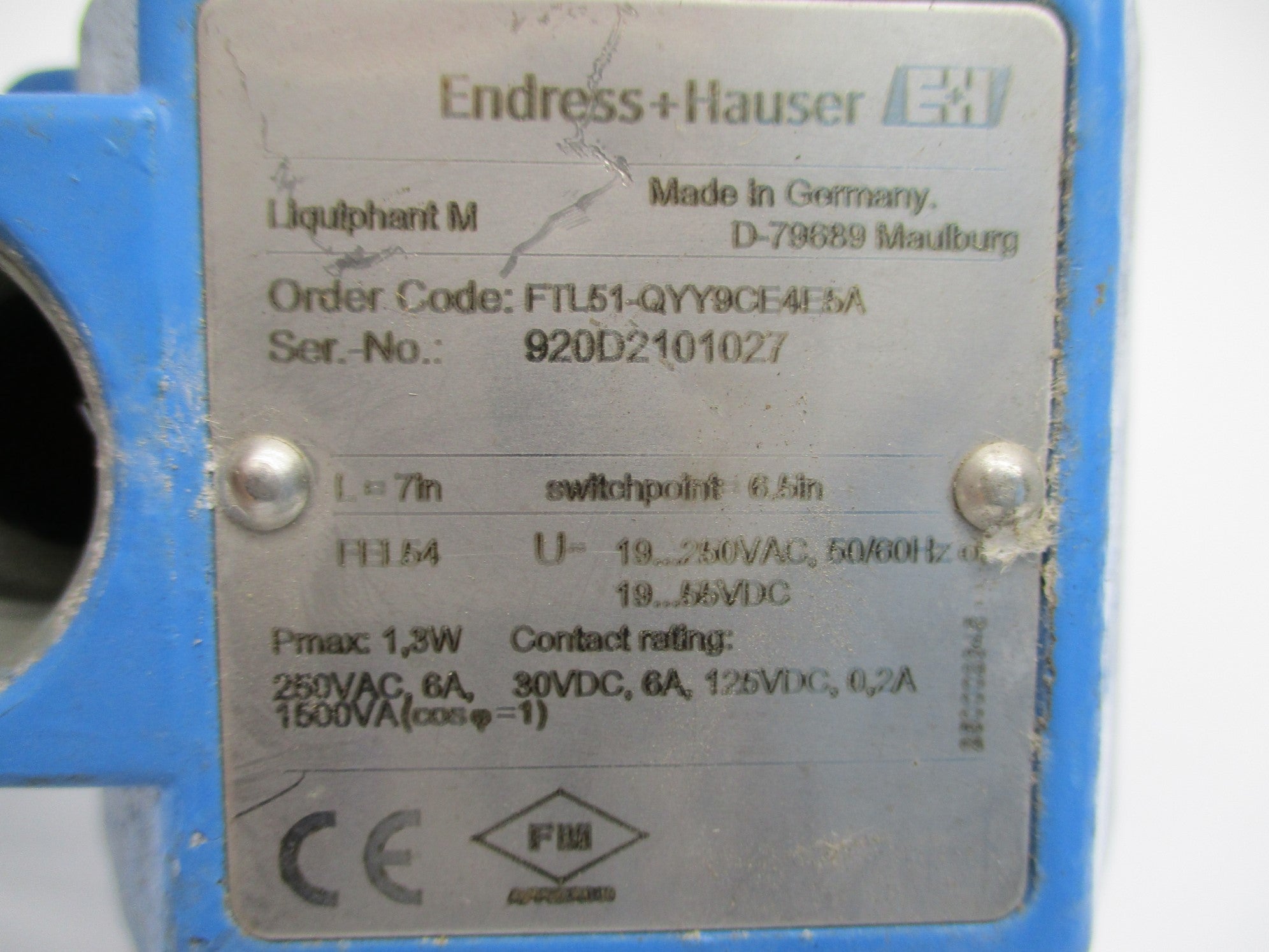 ENDRESS+HAUSER FTL51-QYY9CE4E5A (AS PICTURED) UNMP