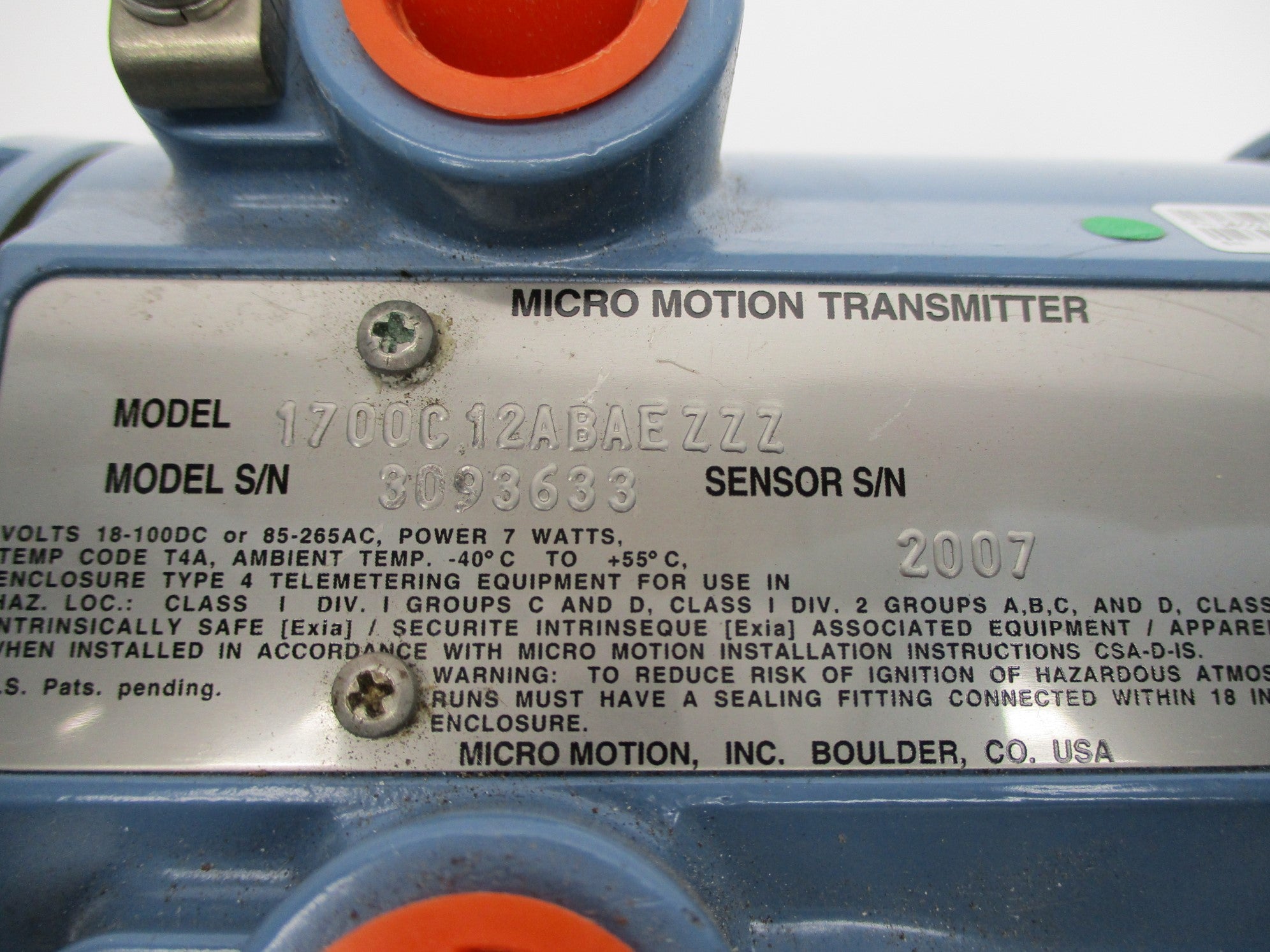 MICRO MOTION 1700C12ABAEZZZ NSNP