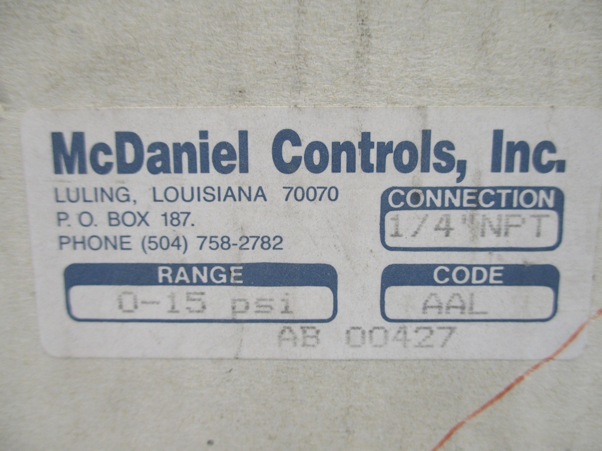 MCDANIEL CONTROLS AB00427 AAL 0-15PSI NSMP