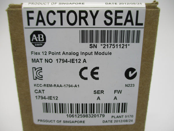 ALLEN BRADLEY 1794-IE12 SER. A F/W A DATE: 2012 NSFS