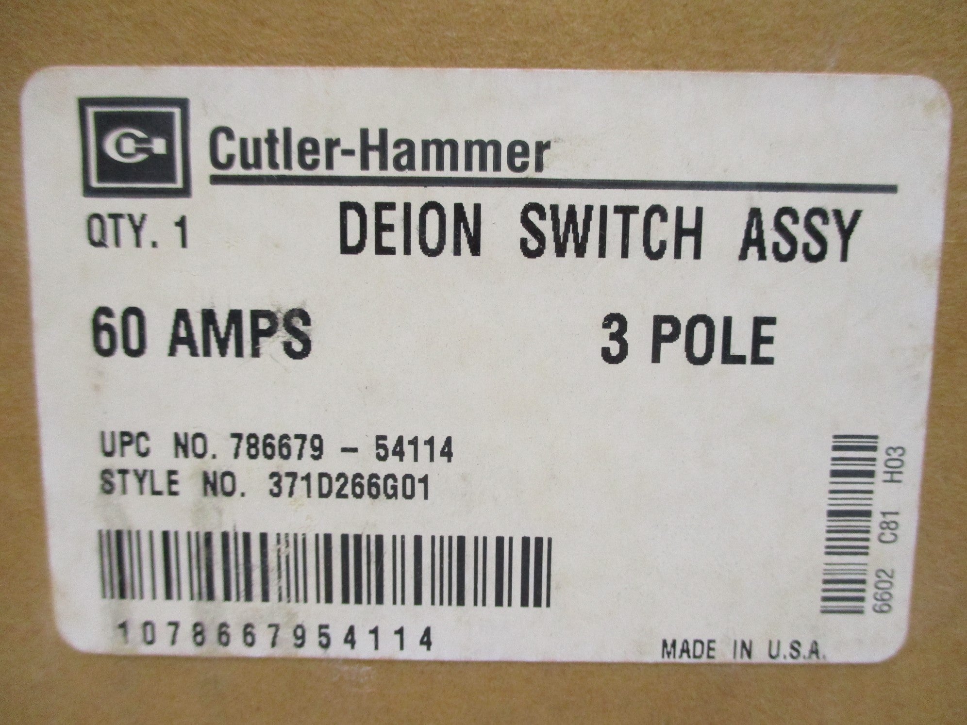 CUTLER HAMMER 371D266G01 NSMP