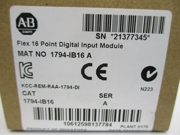ALLEN BRADLEY 1794-IB16 SER. A DATE: 2012 NSFS