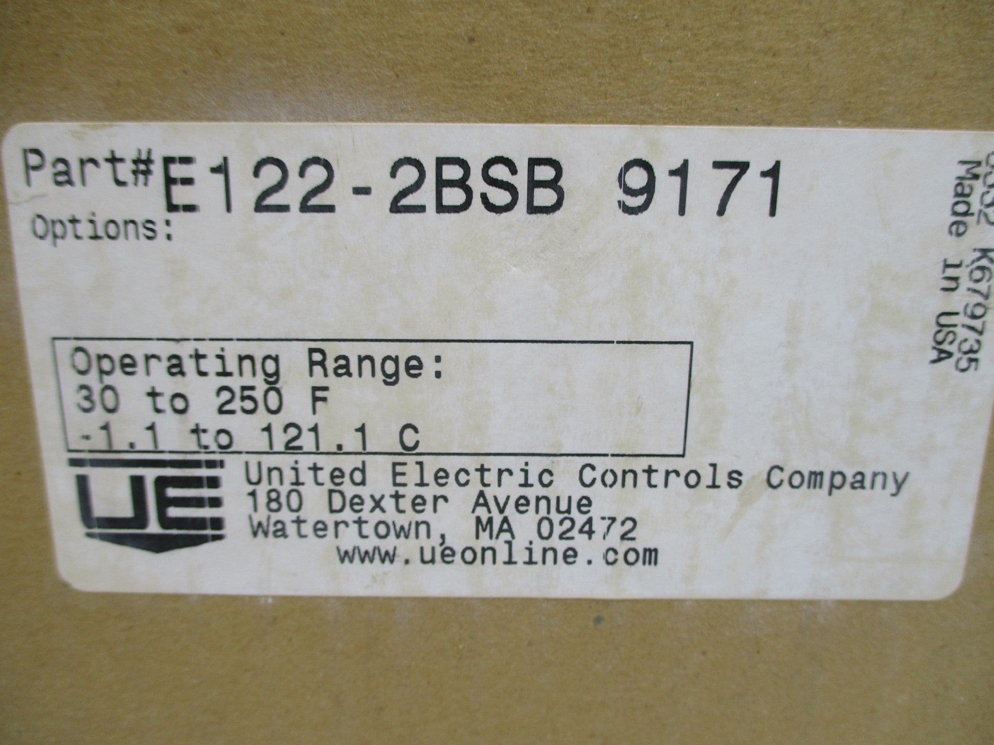 UNITED ELECTRIC E122-2BSB-9171 NSMP