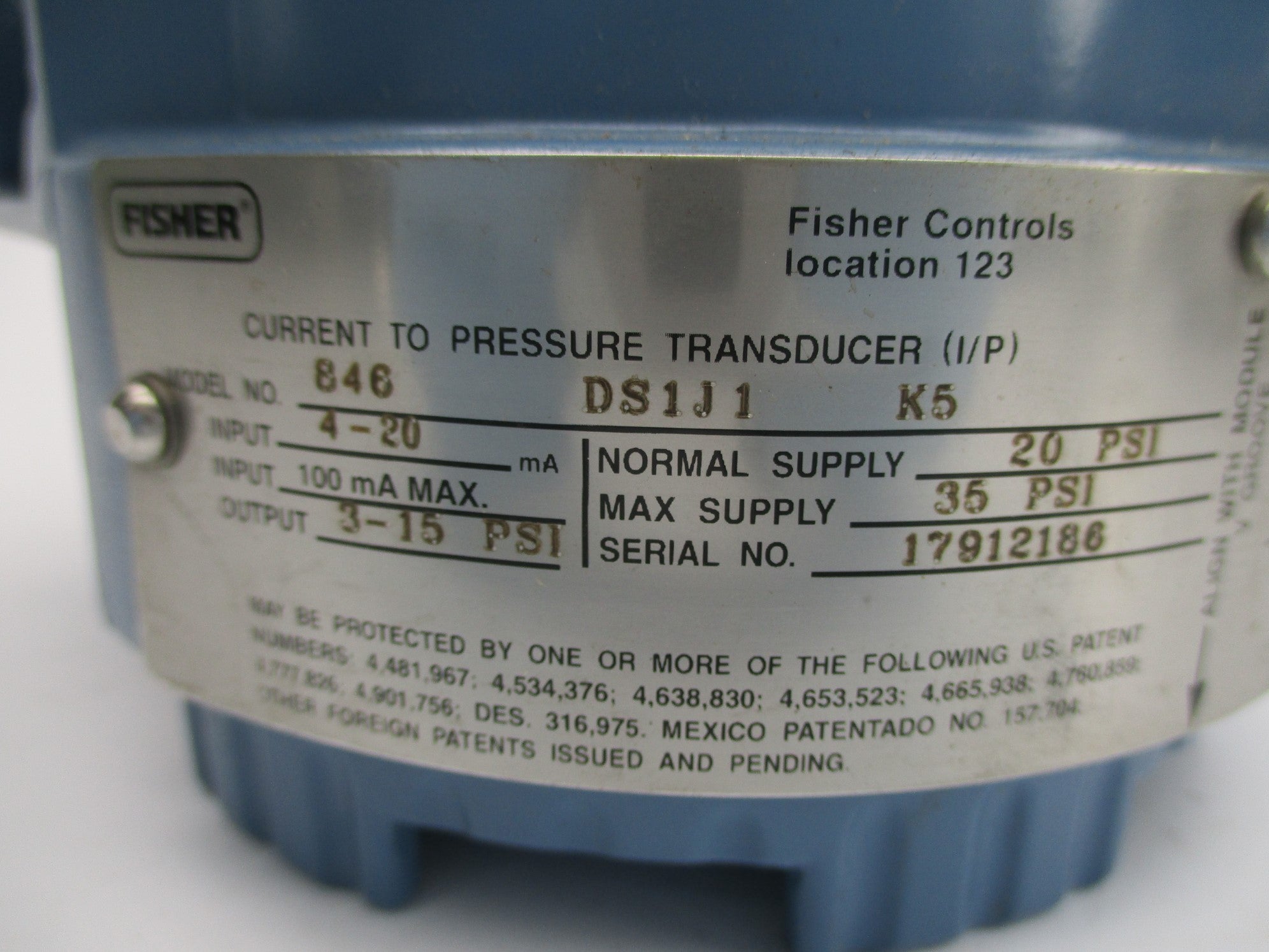 FISHER 846-DS1J1-K5 35PSI NSNP
