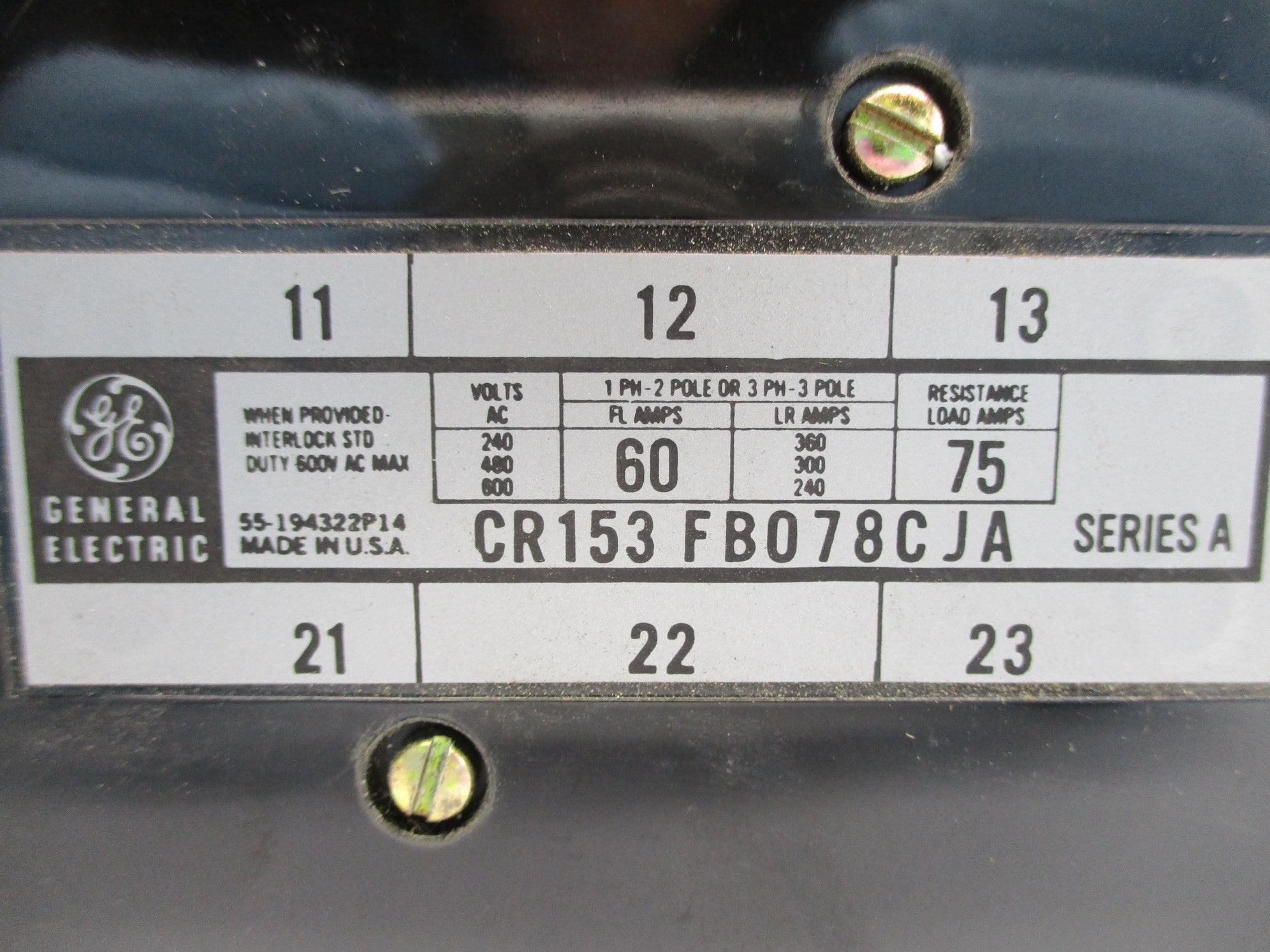 GENERAL ELECTRIC CR153FB078CJA SER. A 208-240V NSNP