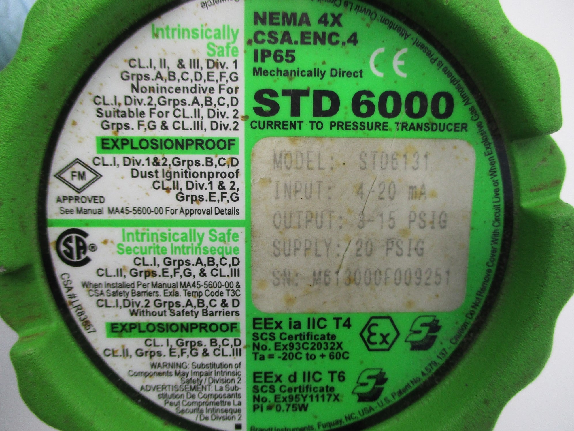 INDUSTRIAL MRO STD6131 20PSIG UNMP