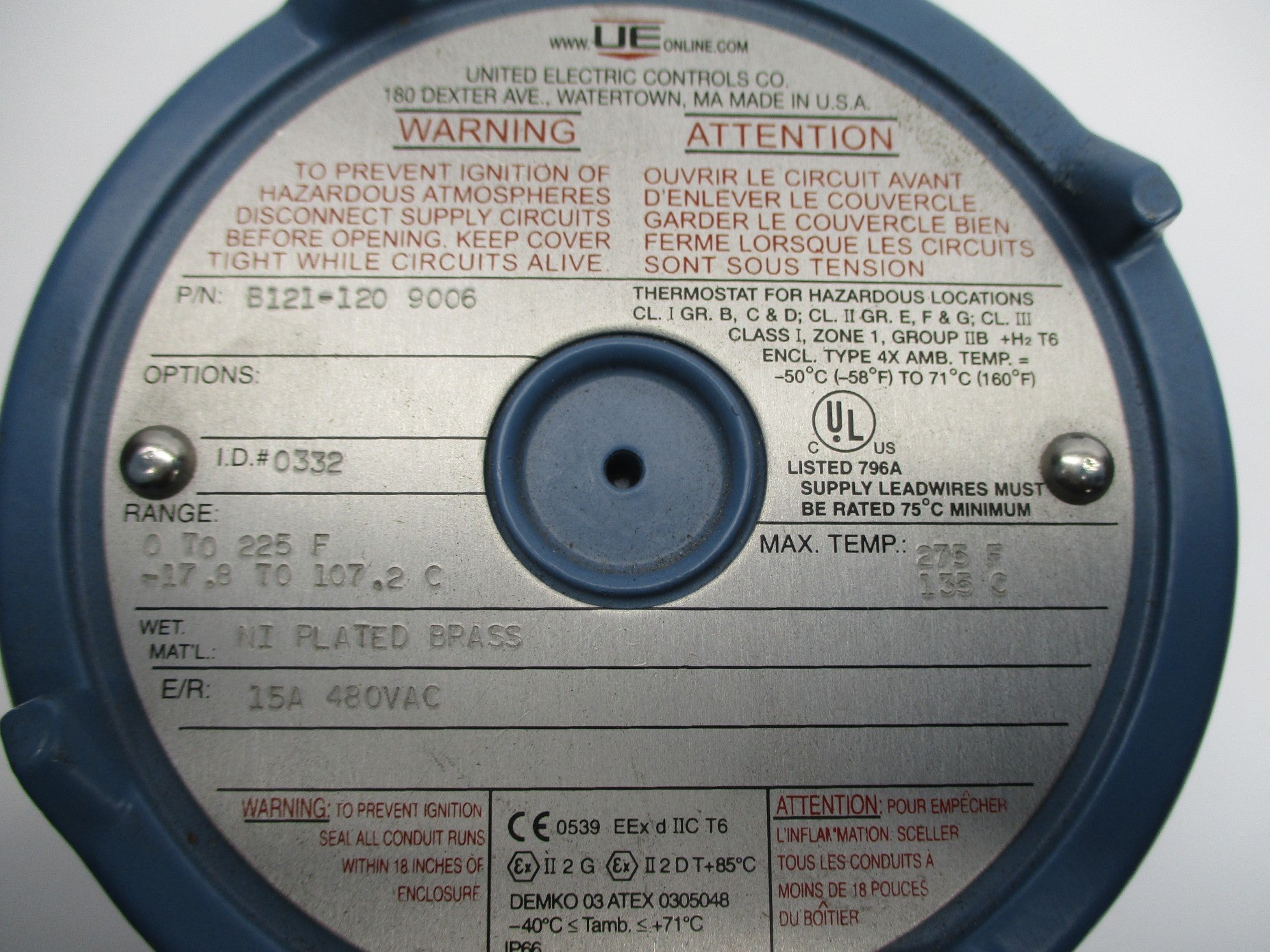 UNITED ELECTRIC CONTROLS B121-120 NSNP